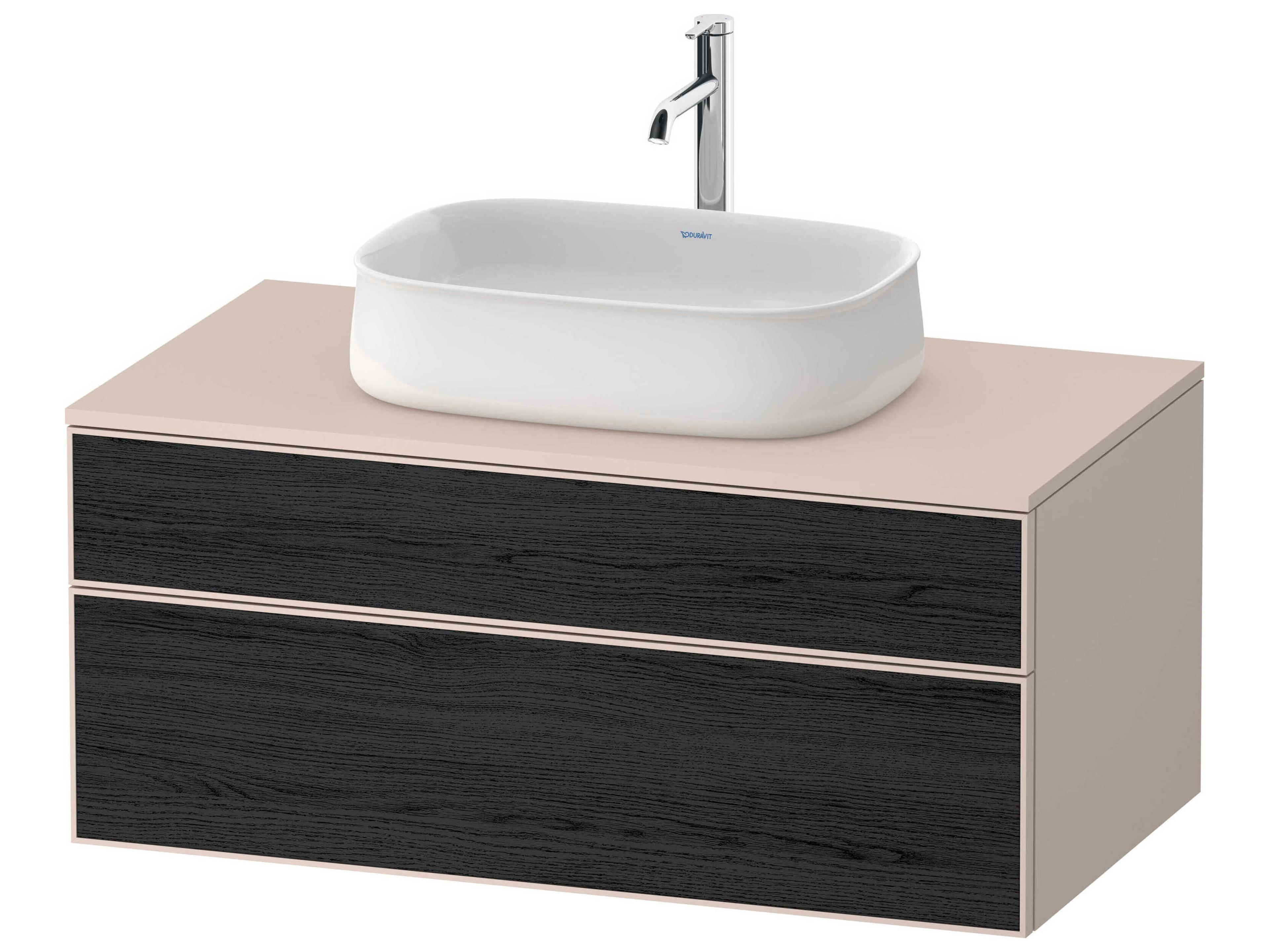 Zencha 39'' Black Oak Matt/Taupe Super Matt Wall-Mounted Vanity Unit