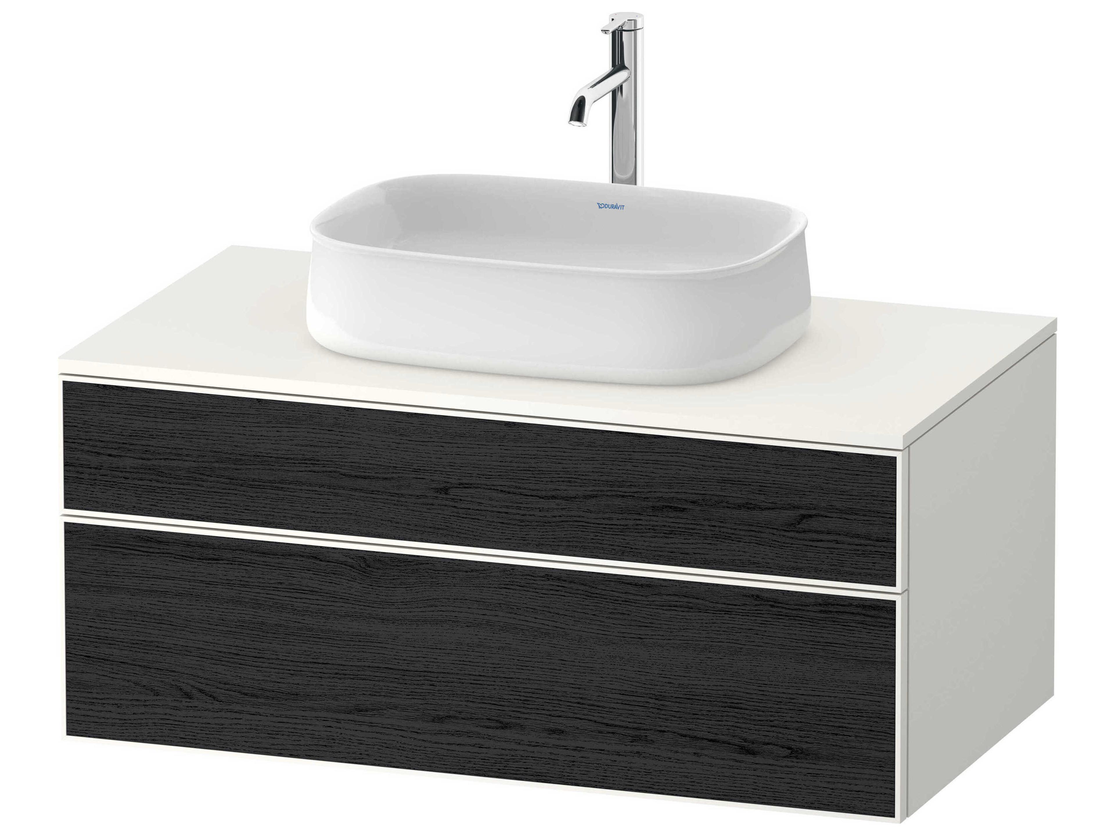 Zencha 39'' Black Oak Matt/White Super Matt Wall-Mounted Vanity Unit