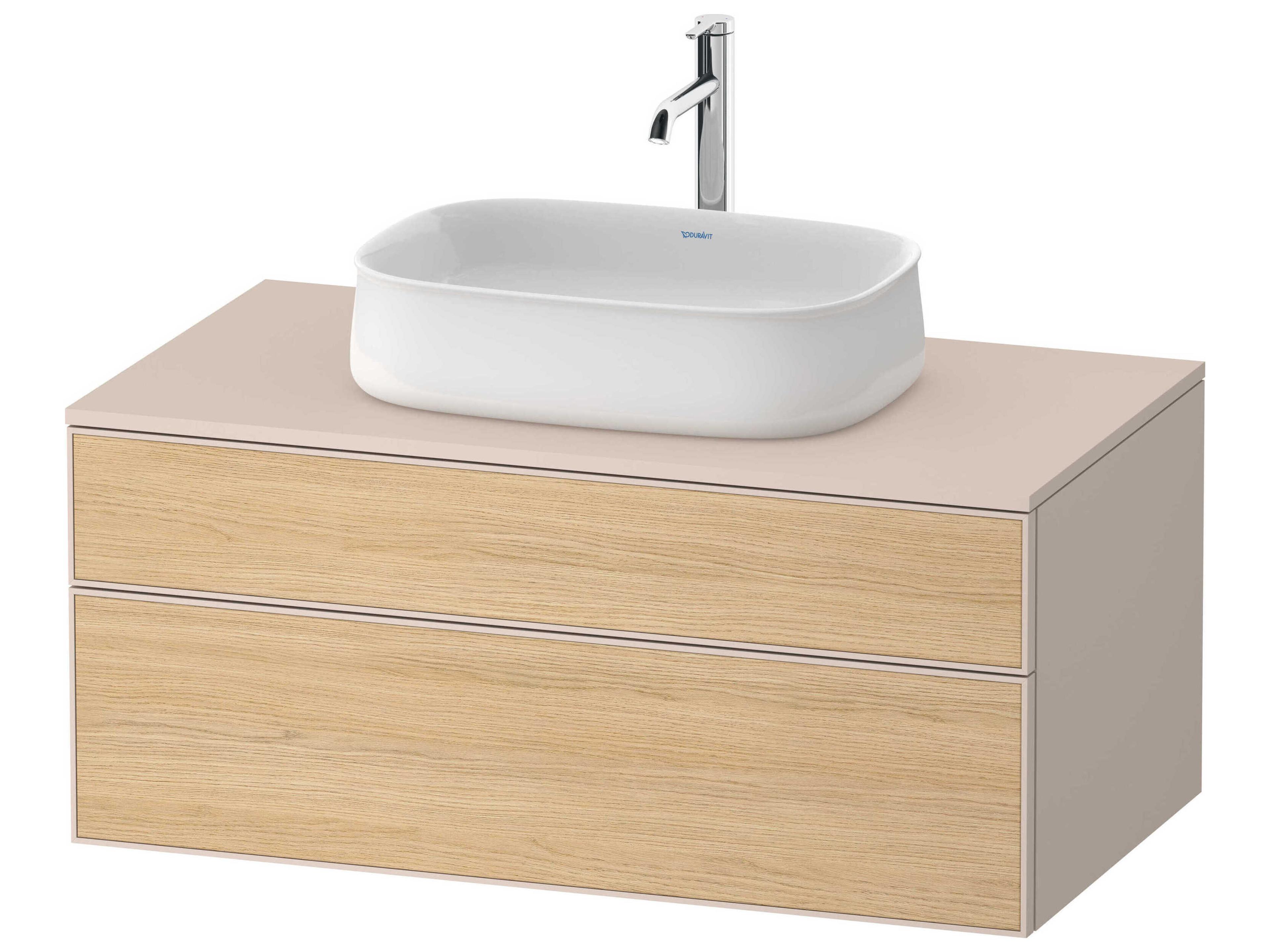 Zencha 39'' Natural Oak Matt/Taupe Super Matt Wall-Mounted Vanity Unit