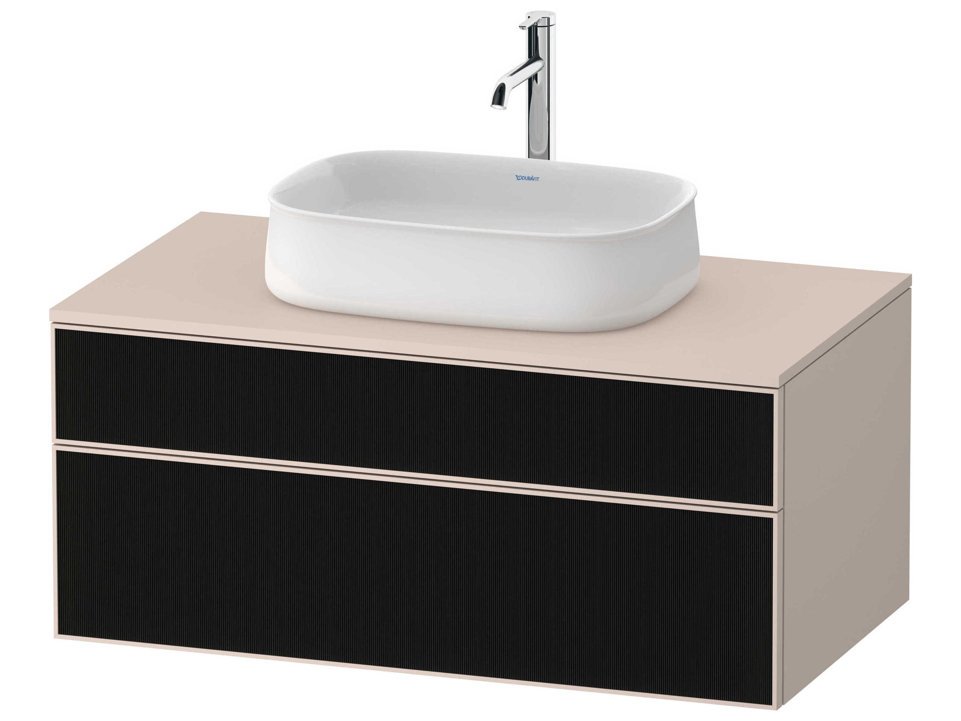 Zencha 39'' Black/Taupe Super Matt Wall-Mounted Vanity Unit