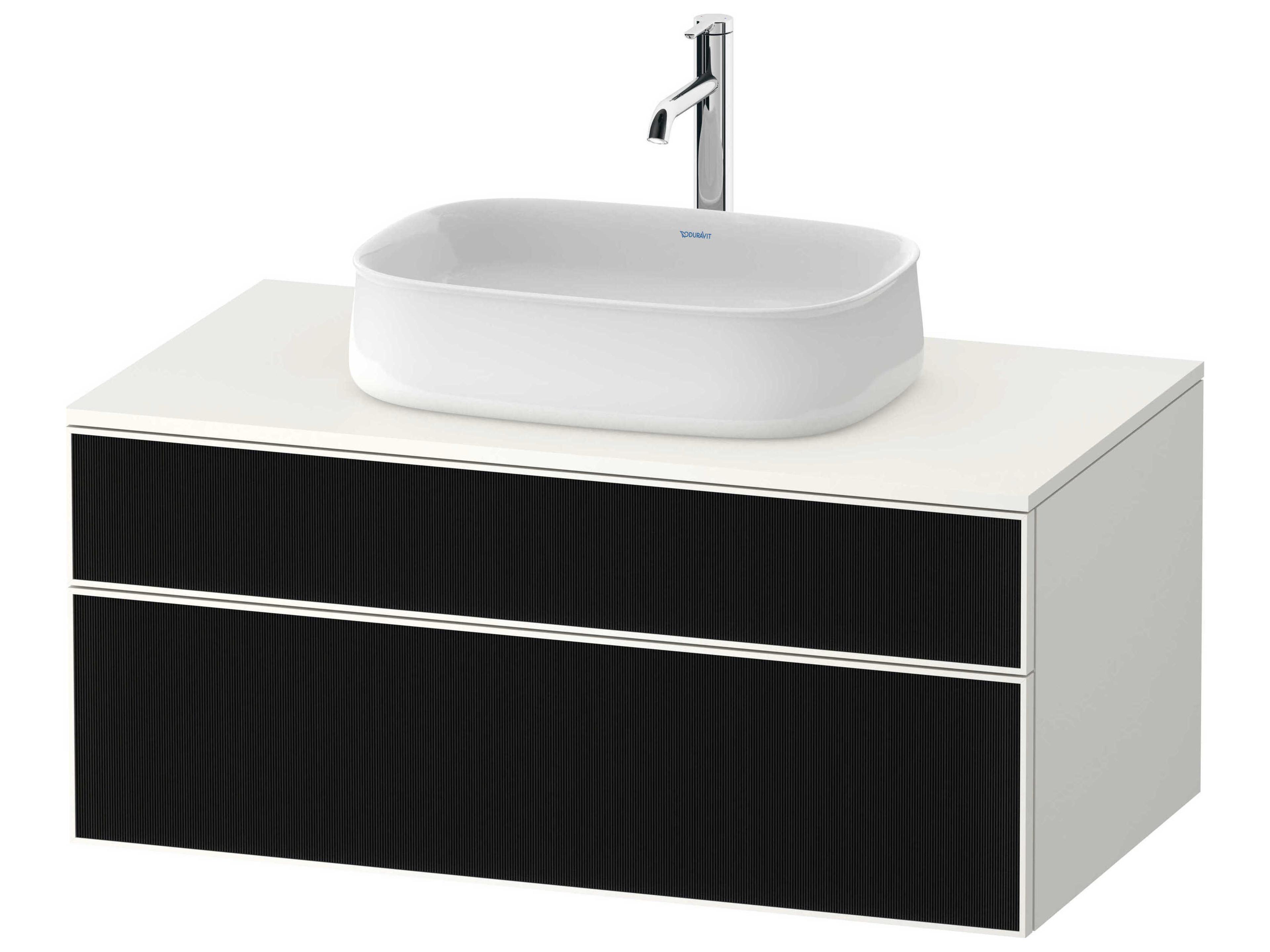 Zencha 39'' Black/White Super Matt Wall-Mounted Vanity Unit