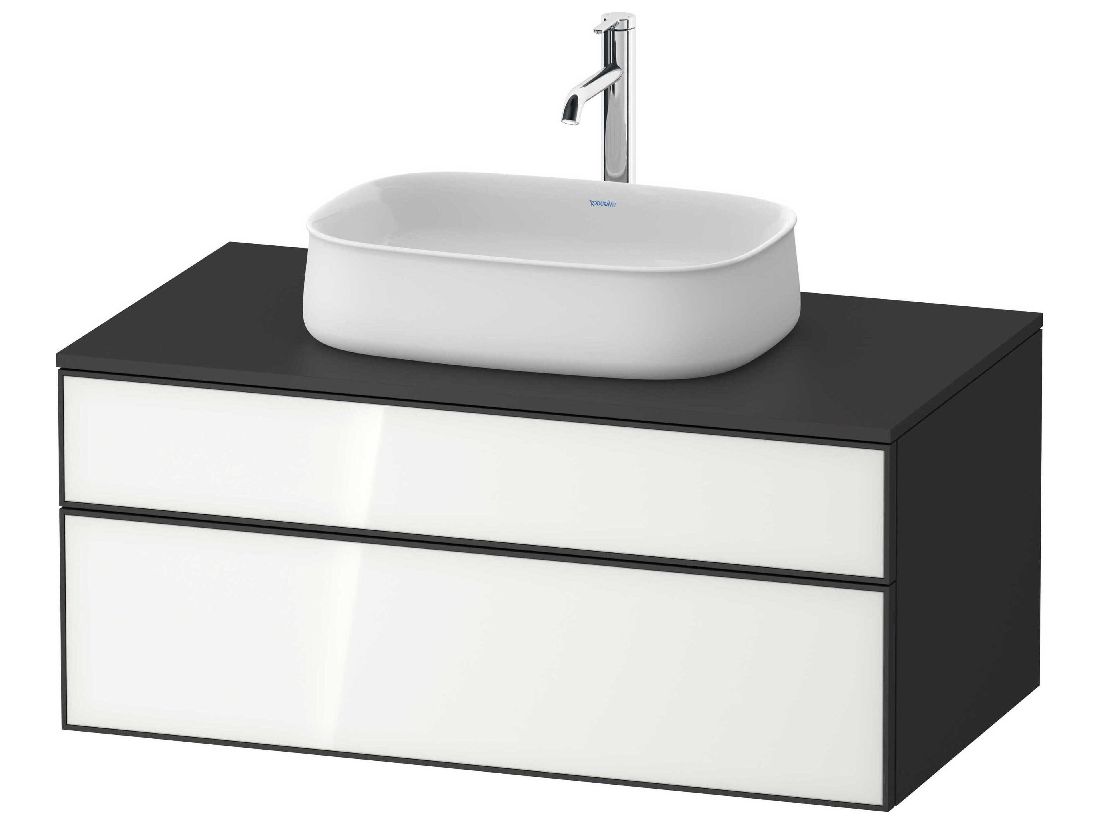Zencha 39'' White/Graphite Super Matt Wall-Mounted Vanity Unit