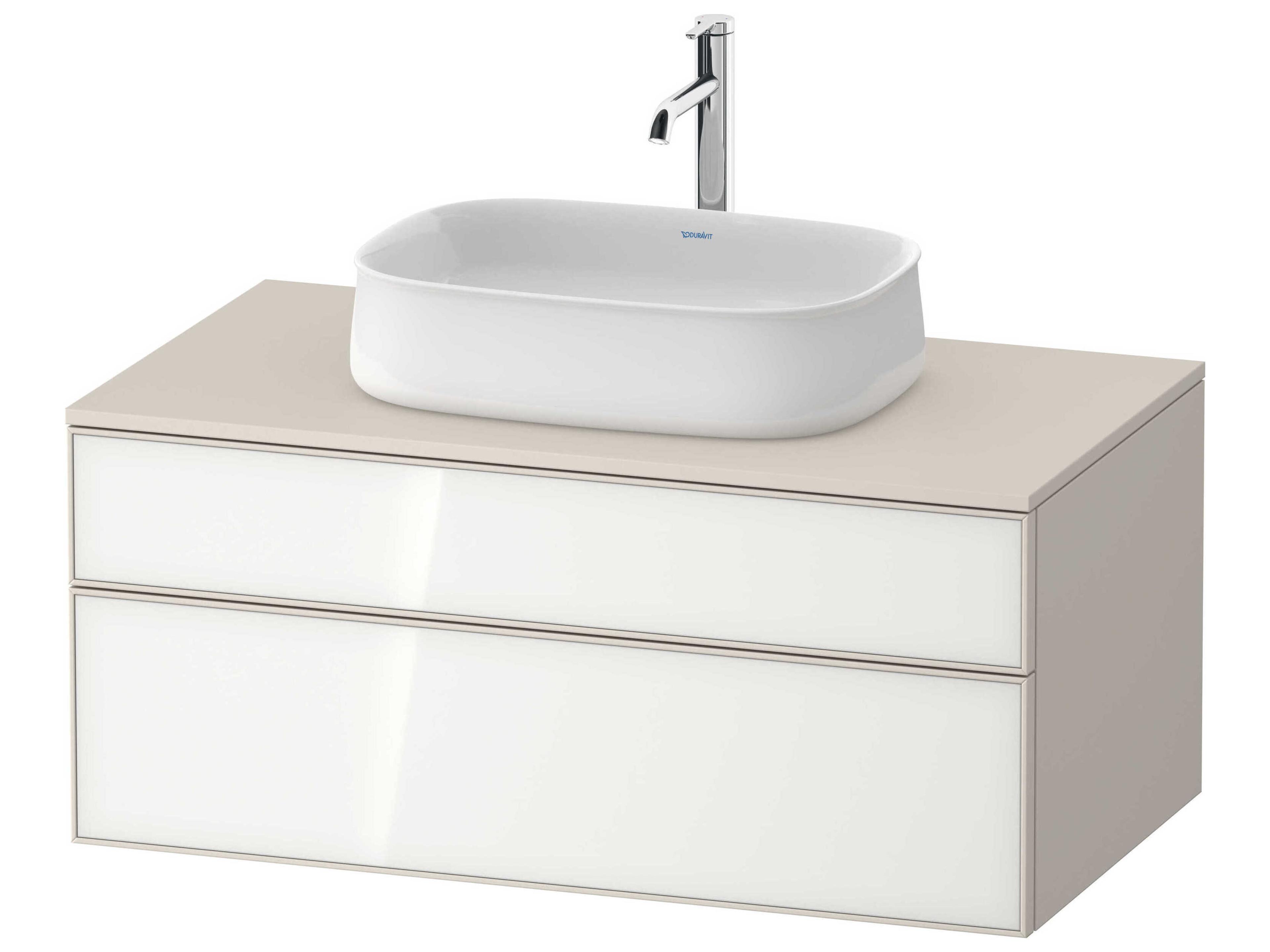 Zencha 39'' White/Taupe Super Matt Wall-Mounted Vanity Unit