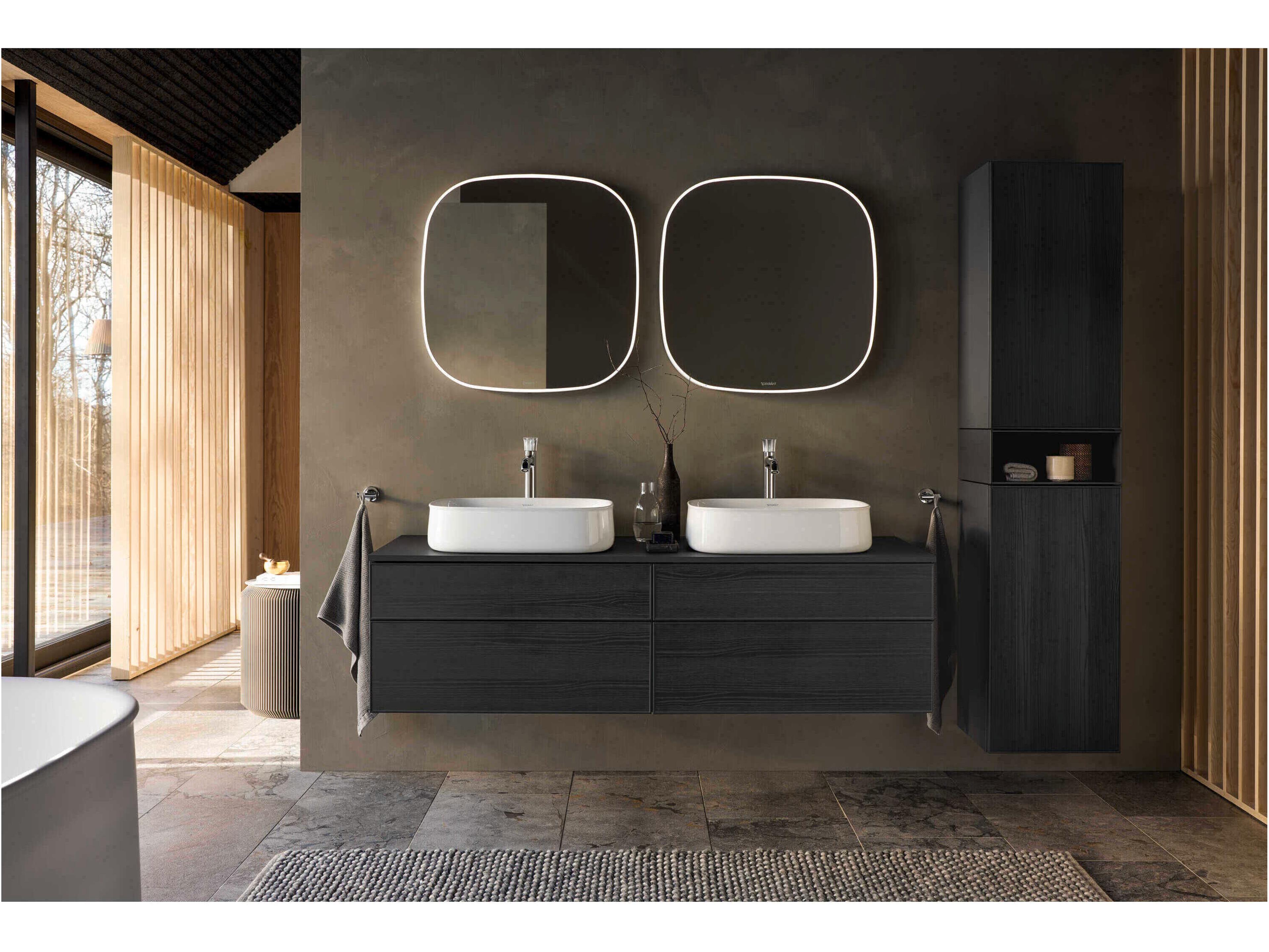 Duravit Zencha 63'' Black Oak Matt/Graphite Super Matt Wall-Mounted Vanity Unit