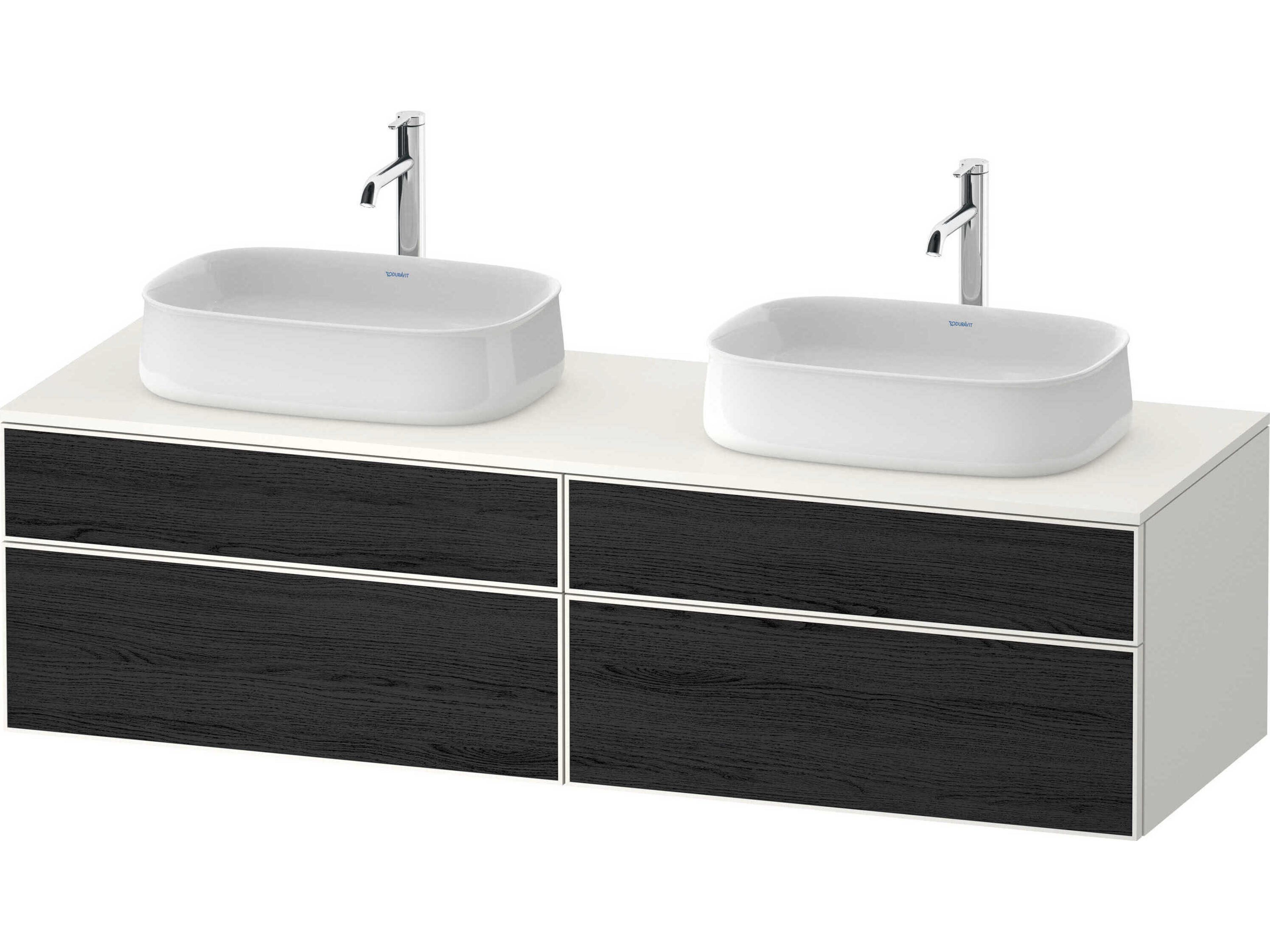 Zencha 63'' Black Oak Matt/White Super Matt Wall-Mounted Vanity Unit