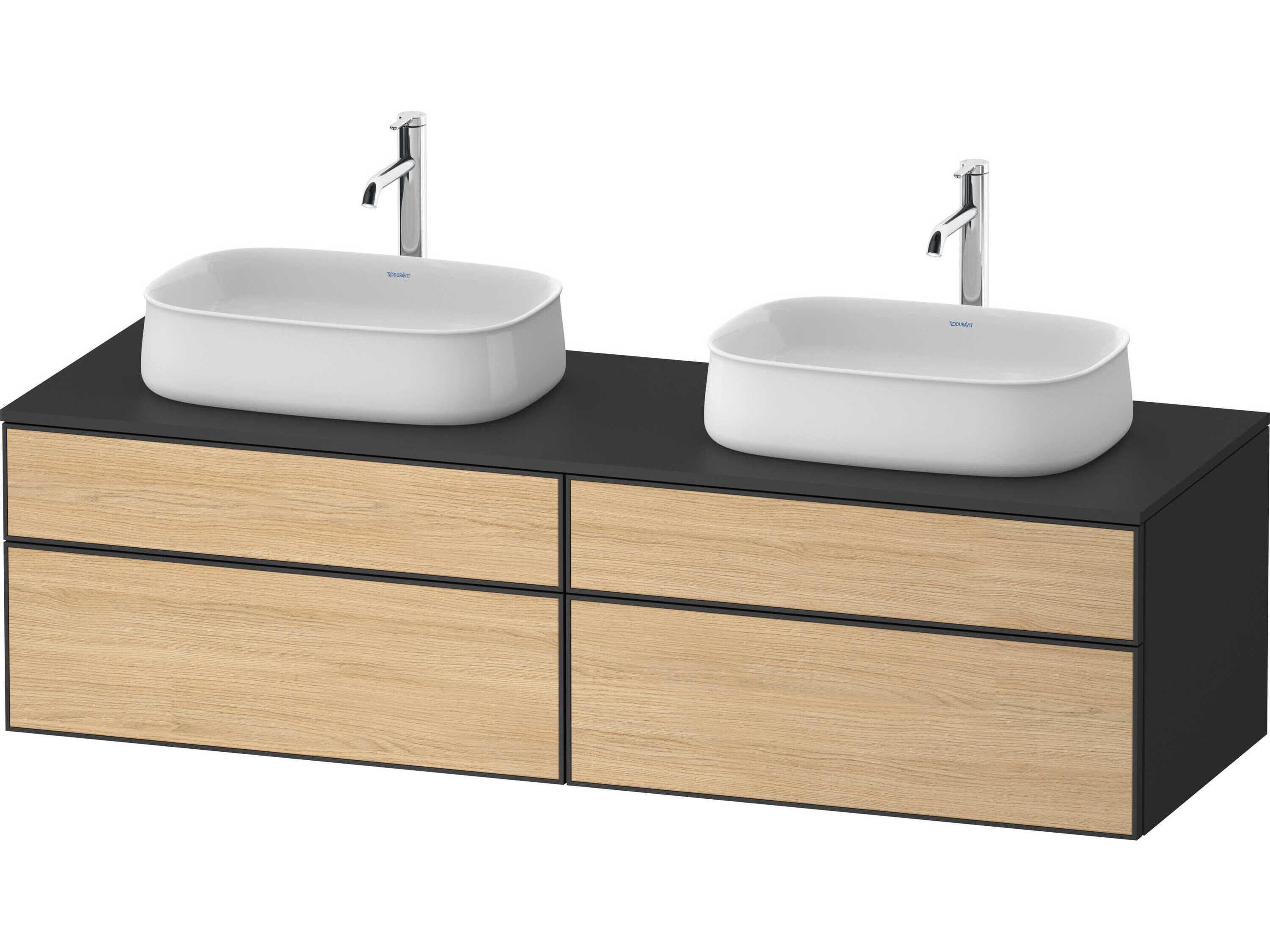 Zencha 63'' Natural Oak Matt/Graphite Super Matt Wall-Mounted Vanity Unit