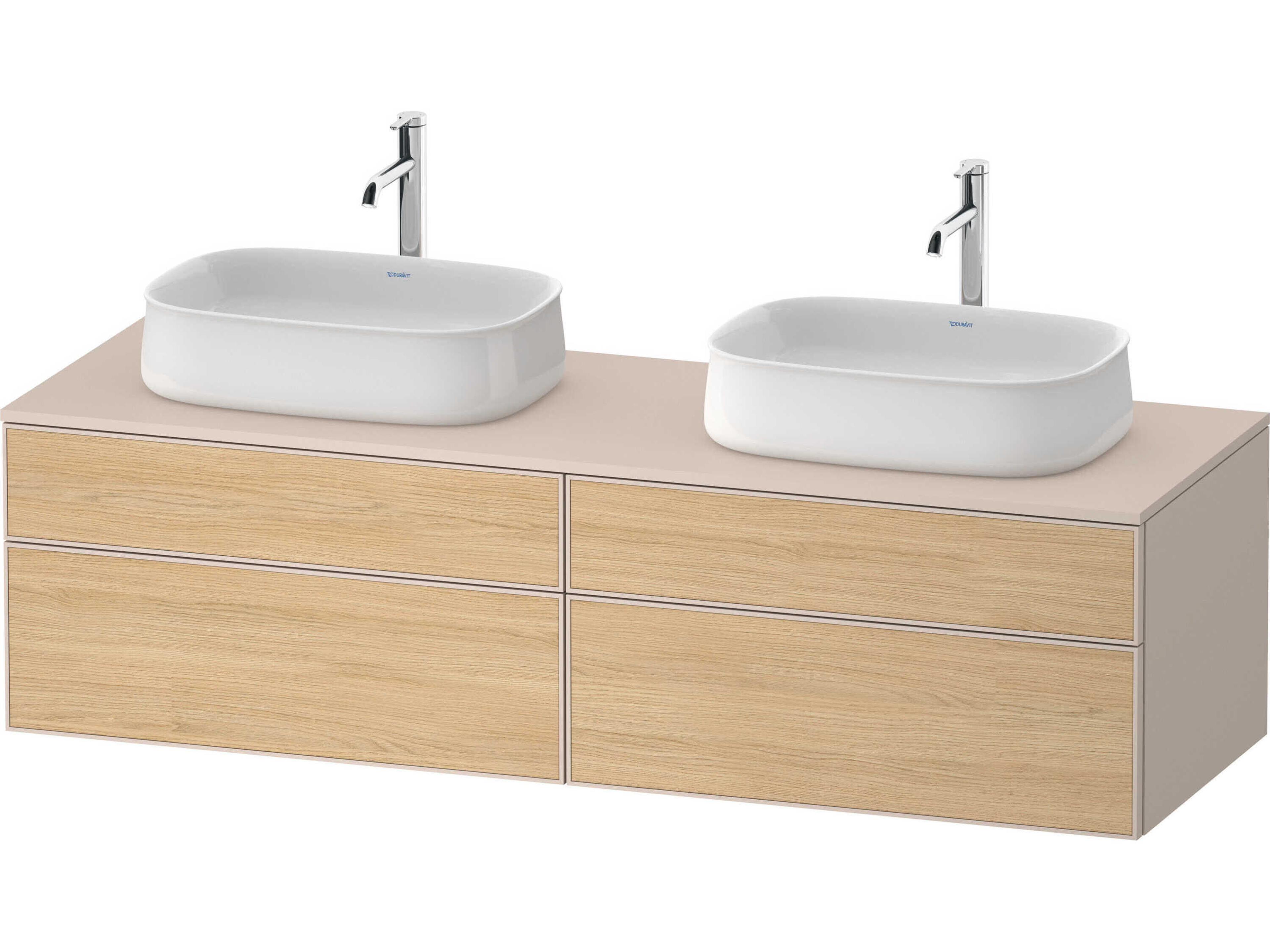 Zencha 63'' Natural Oak Matt/Taupe Super Matt Wall-Mounted Vanity Unit