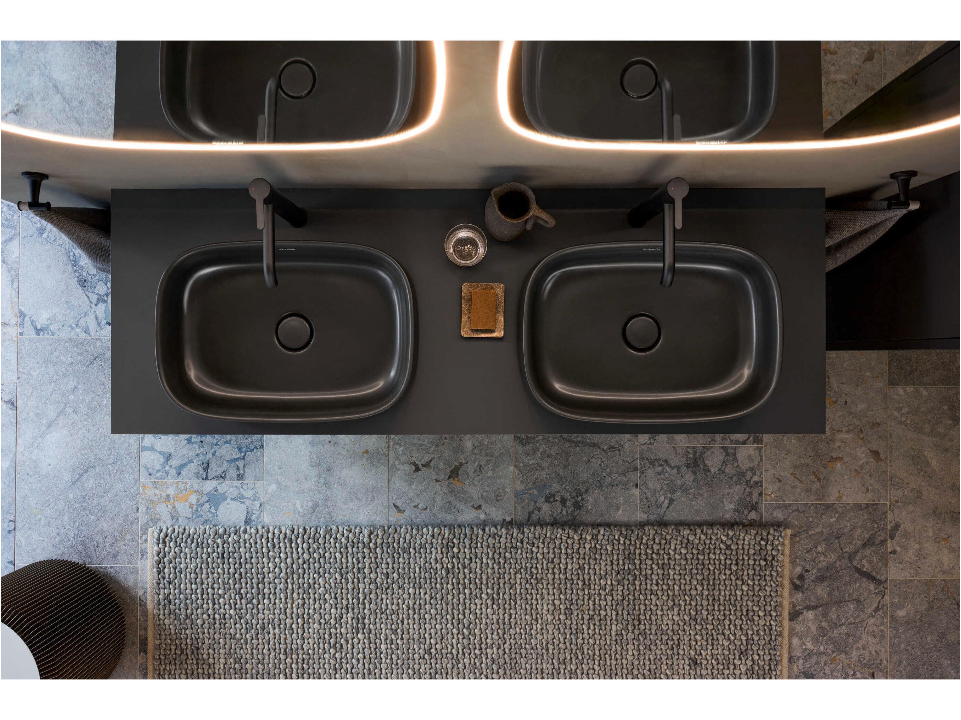 Duravit Zencha 63'' Black/Graphite Super Matt Wall-Mounted Vanity Unit