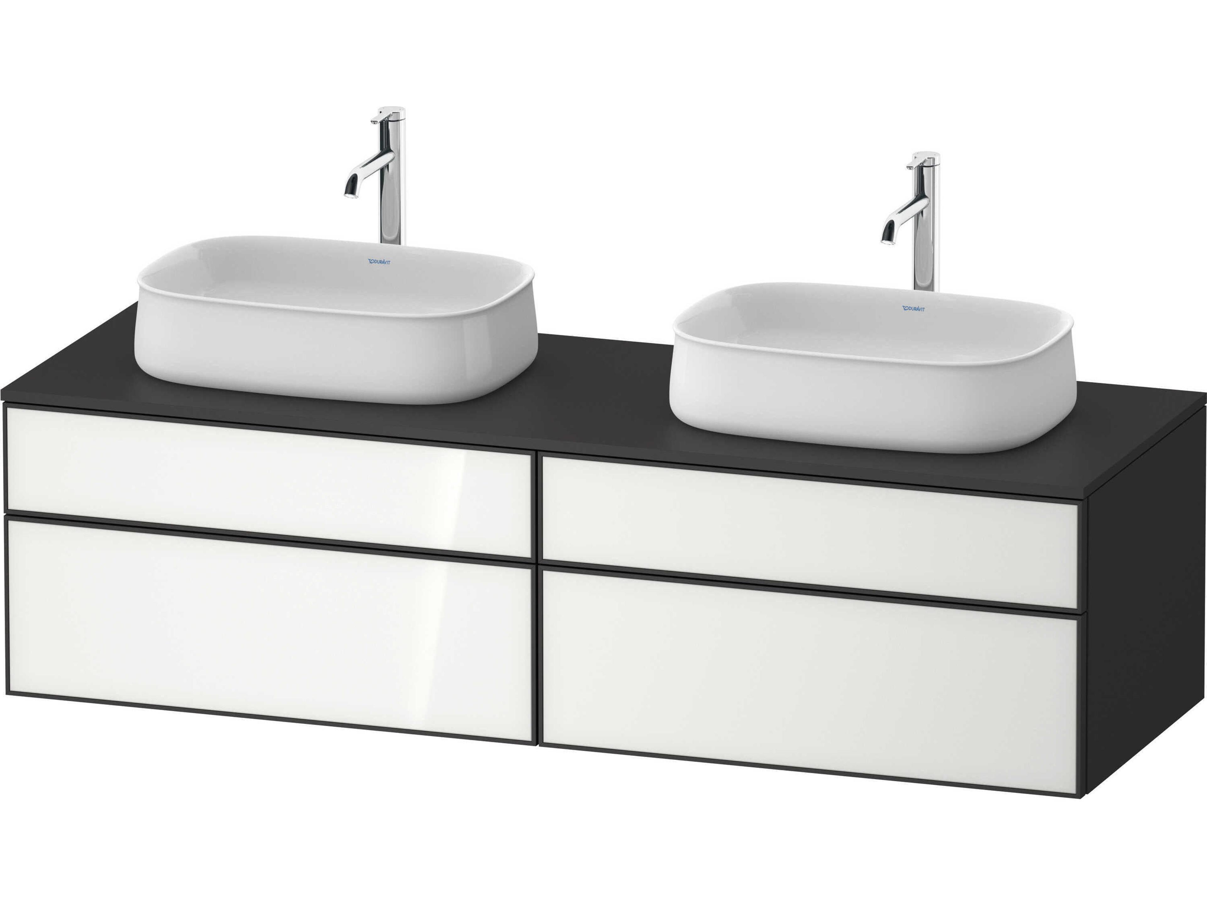 Zencha 63'' White/Graphite Super Matt Wall-Mounted Vanity Unit