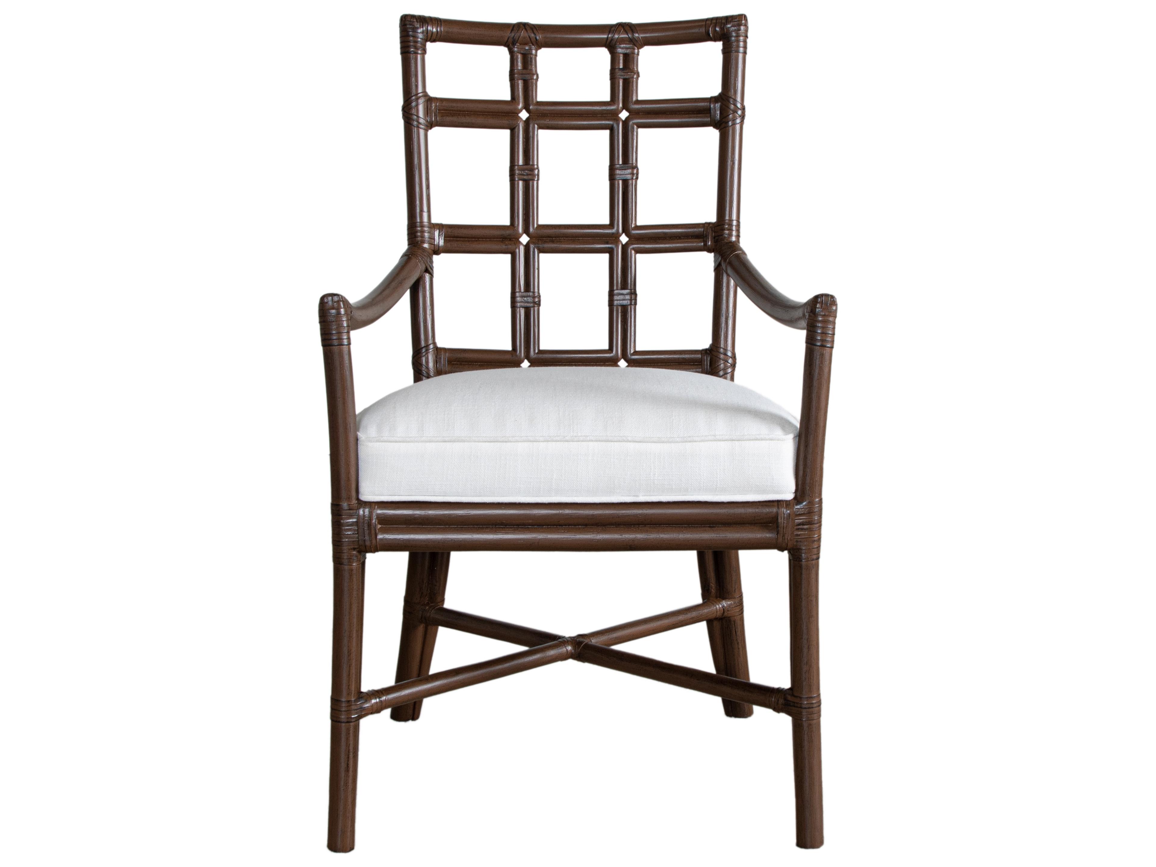 Seville Rattan Natural Upholstered Arm Dining Chair