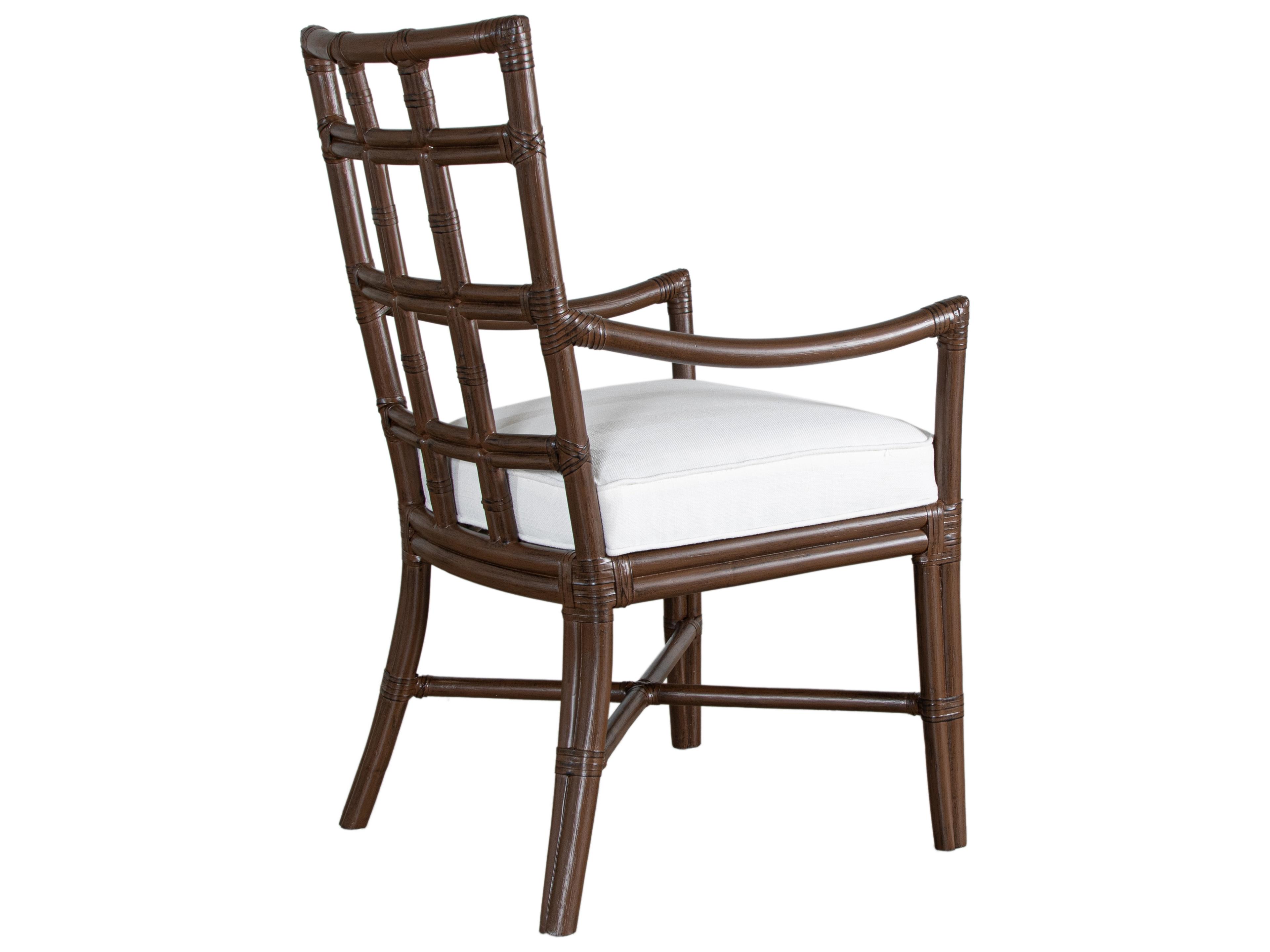 Seville Rattan Natural Upholstered Arm Dining Chair