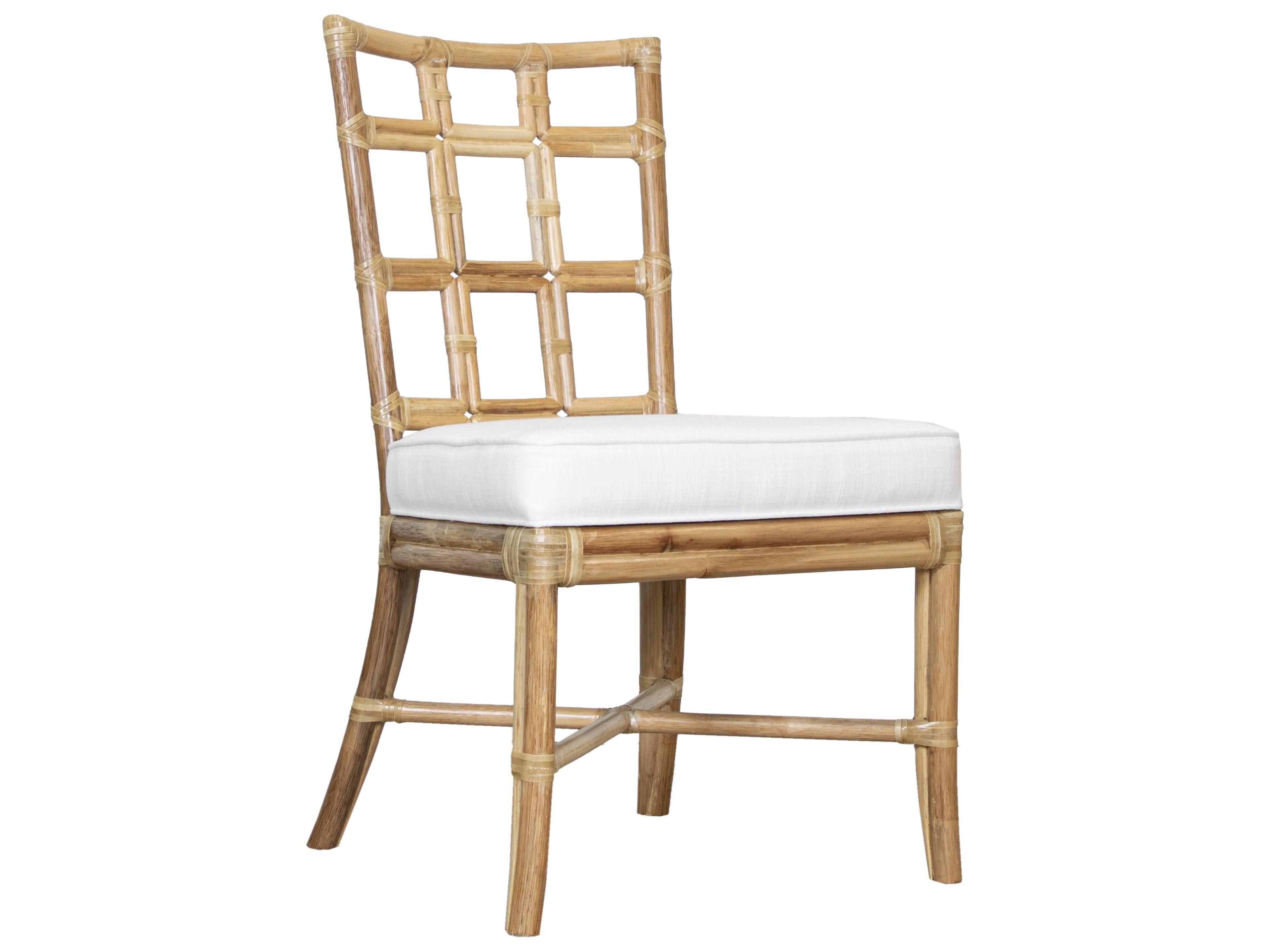 Seville Rattan Natural Upholstered Armless Dining Chair