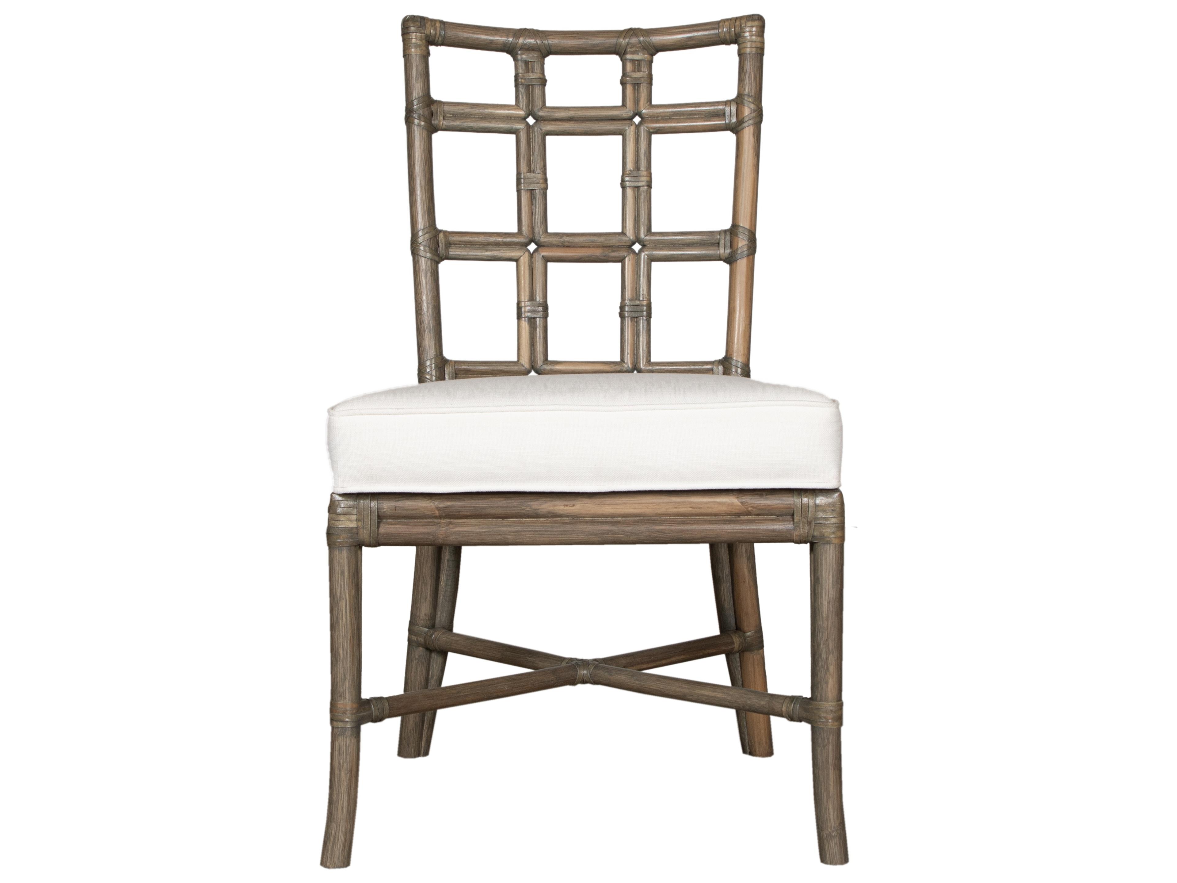 Seville Rattan Natural Upholstered Armless Dining Chair