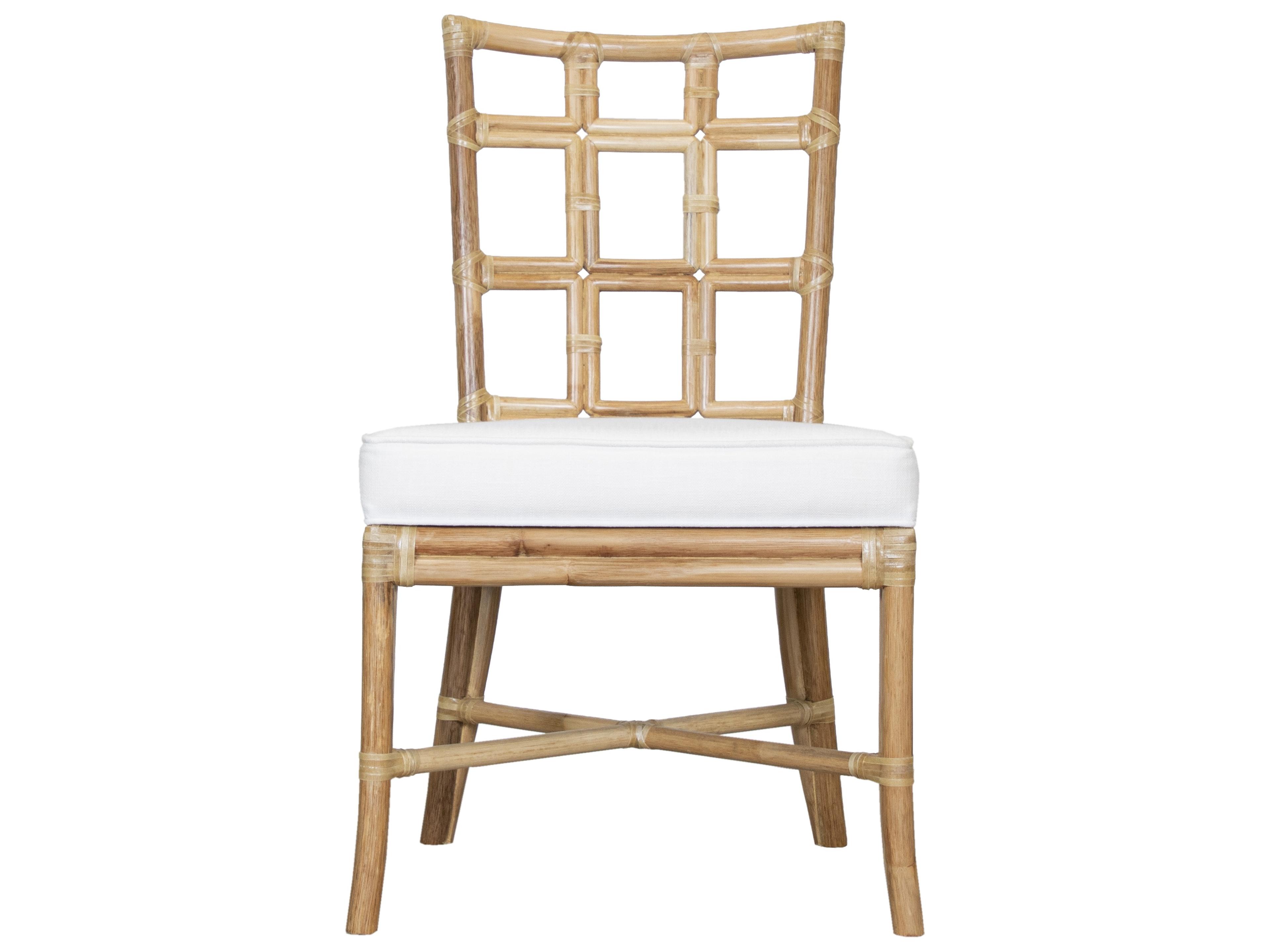 Seville Rattan Natural Upholstered Armless Dining Chair