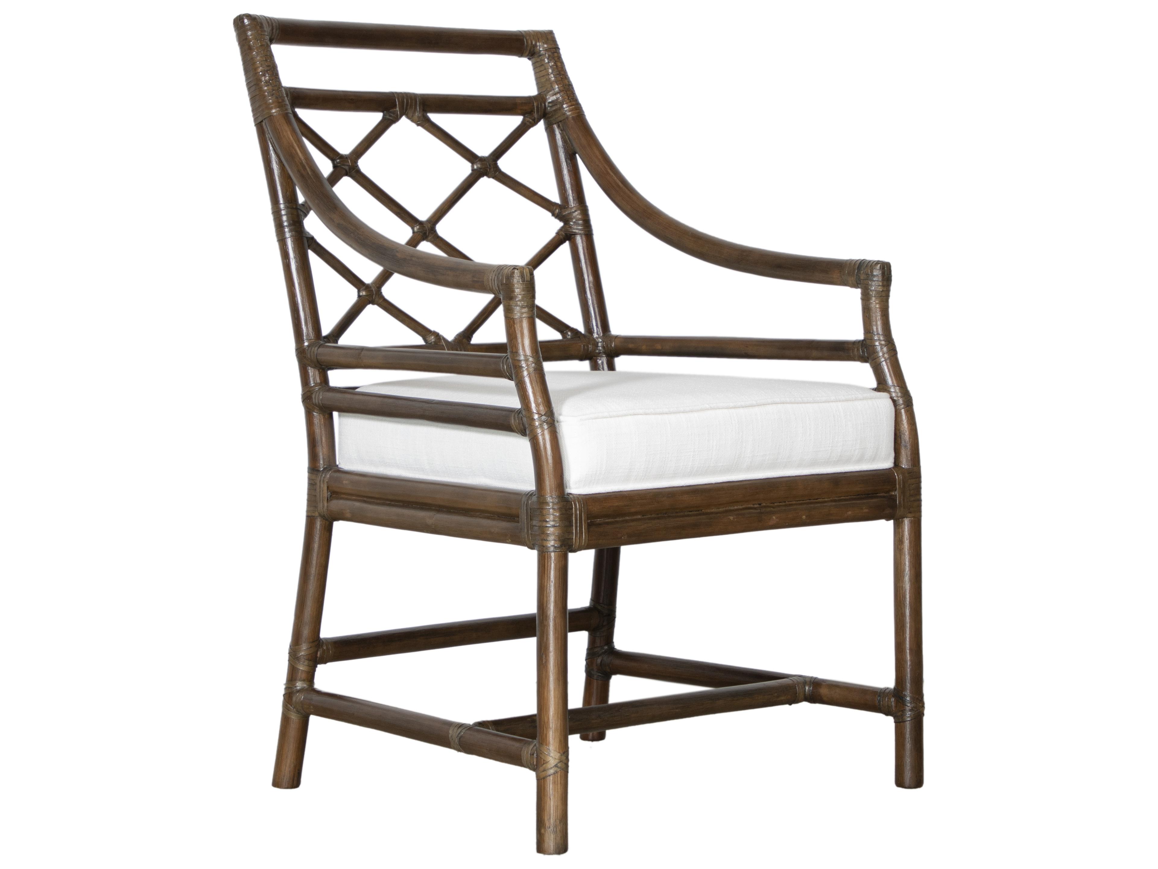 X And Diamond Rattan Brown Upholstered Arm Dining Chair