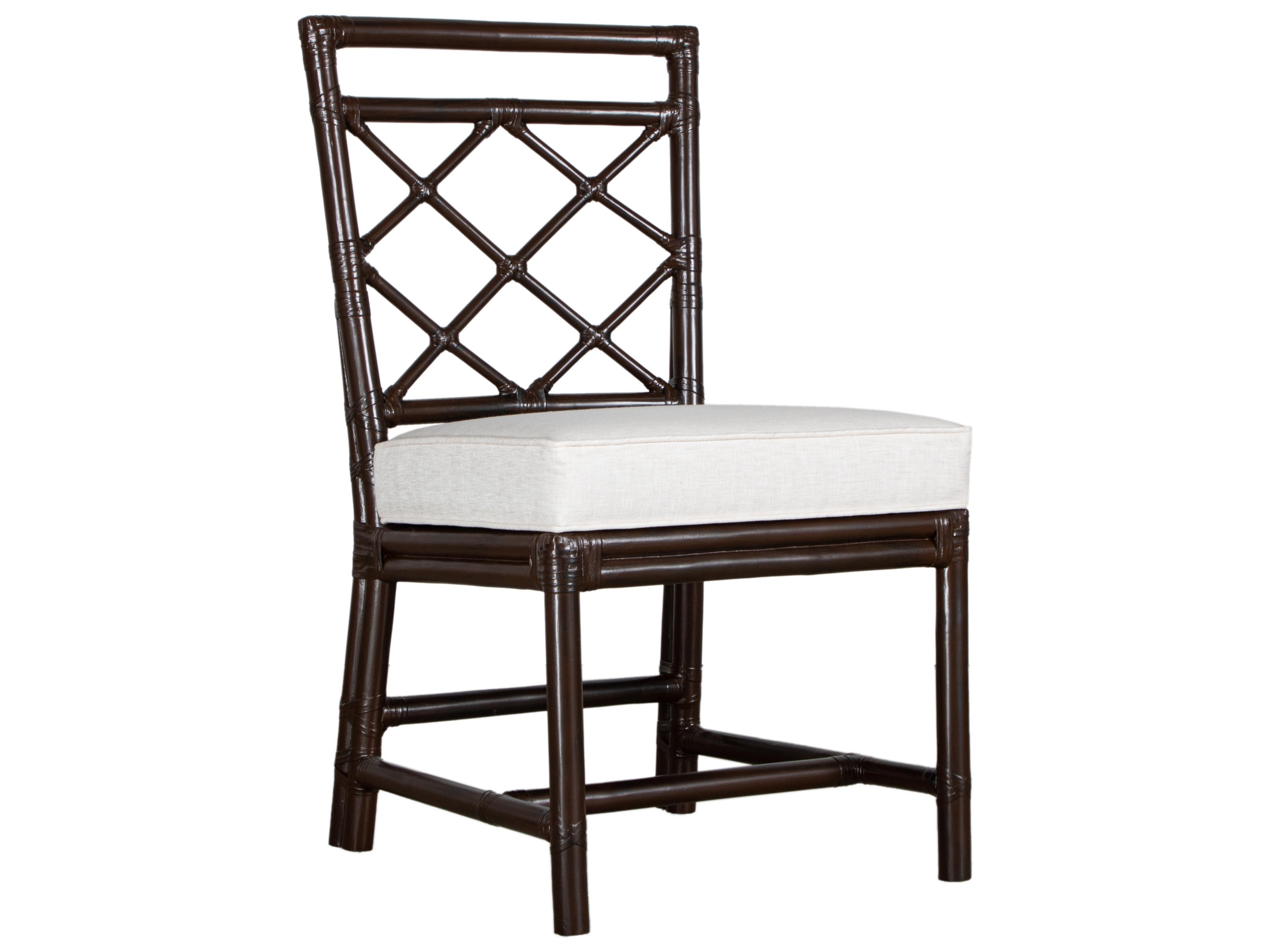 X And Diamond Rattan Brown Upholstered Armless Dining Chair
