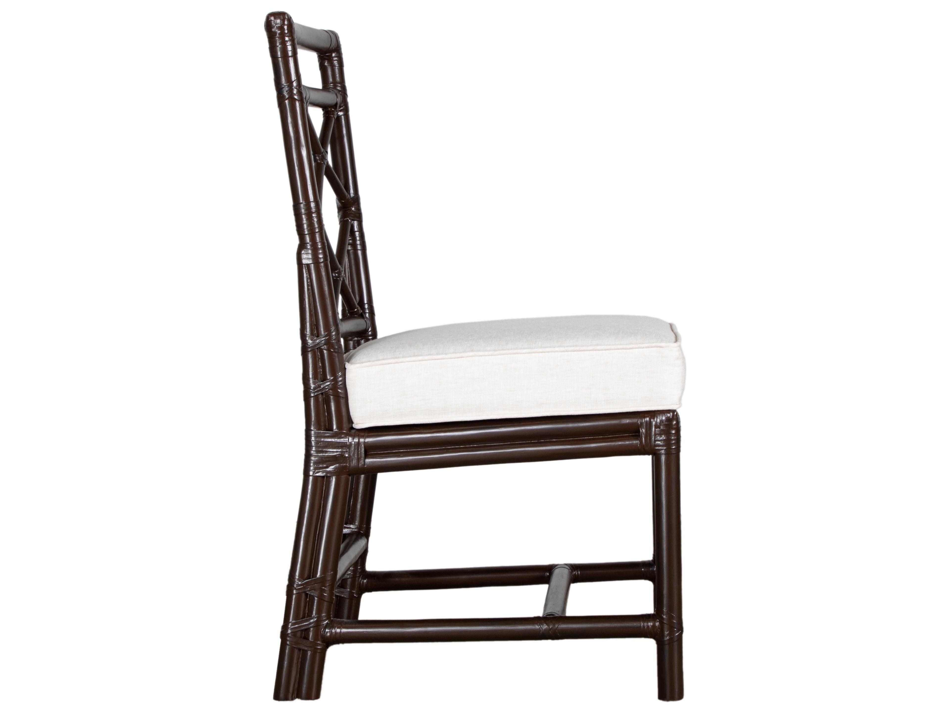 X And Diamond Rattan Brown Upholstered Armless Dining Chair