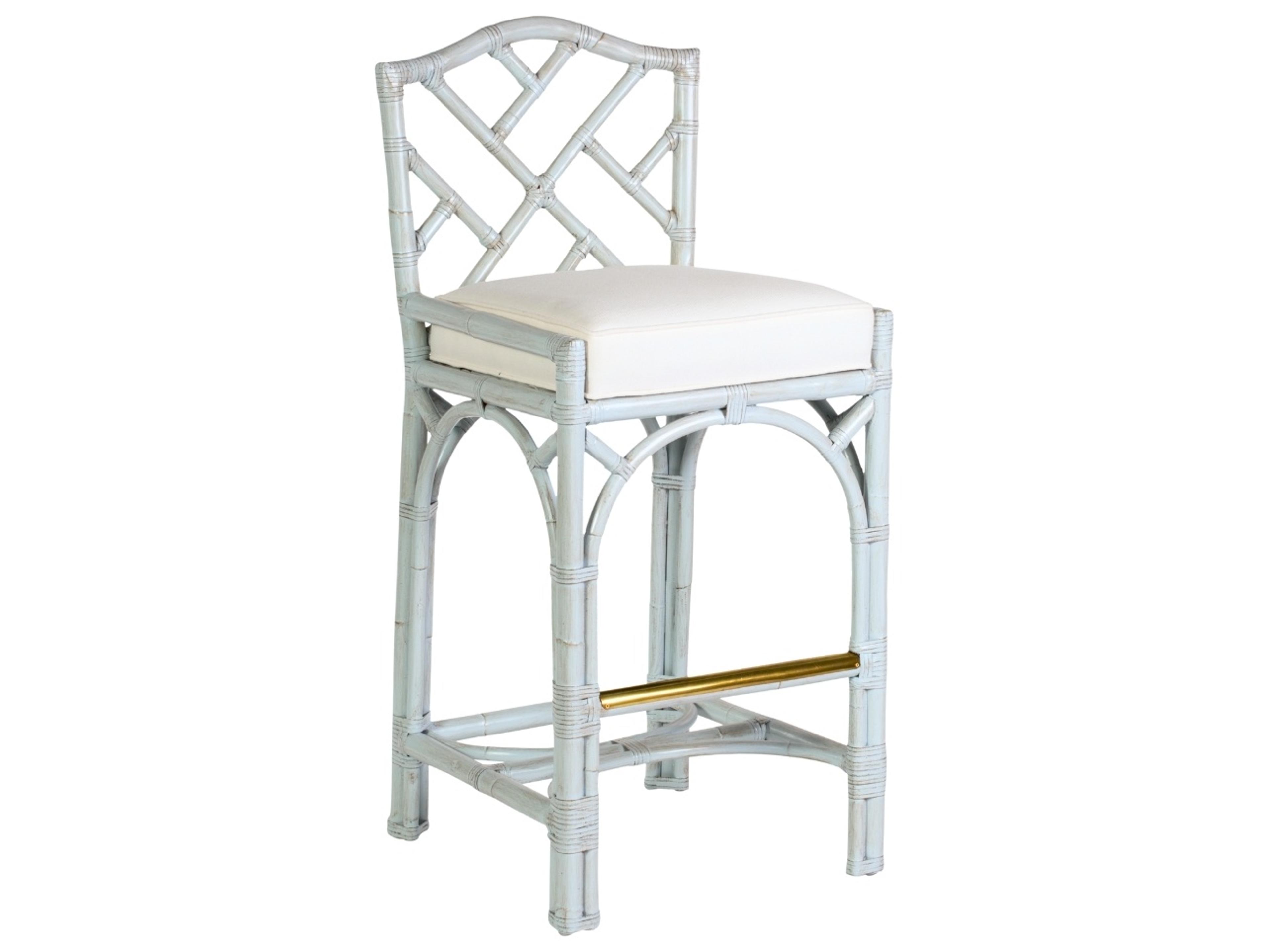 Chippendale All Options Upholstered Rattan Bar Stool