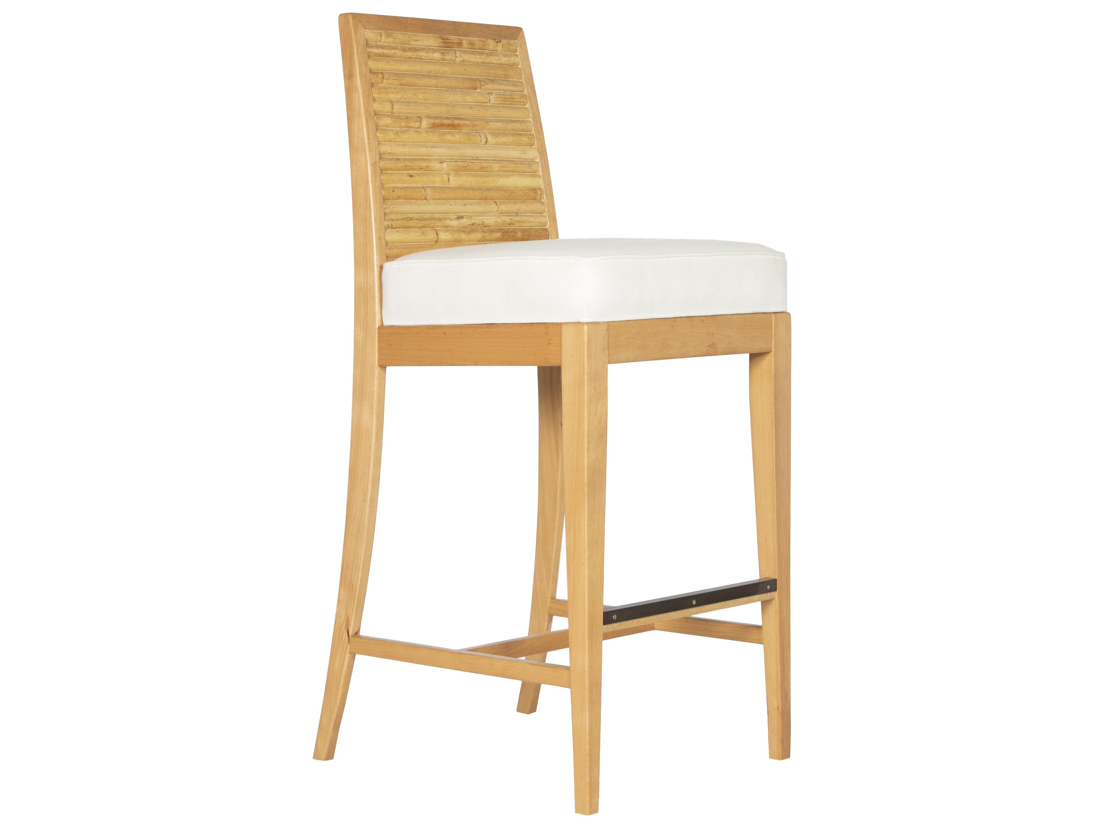 Stacked Bamboo All Options Upholstered Beech Wood Bar Stool