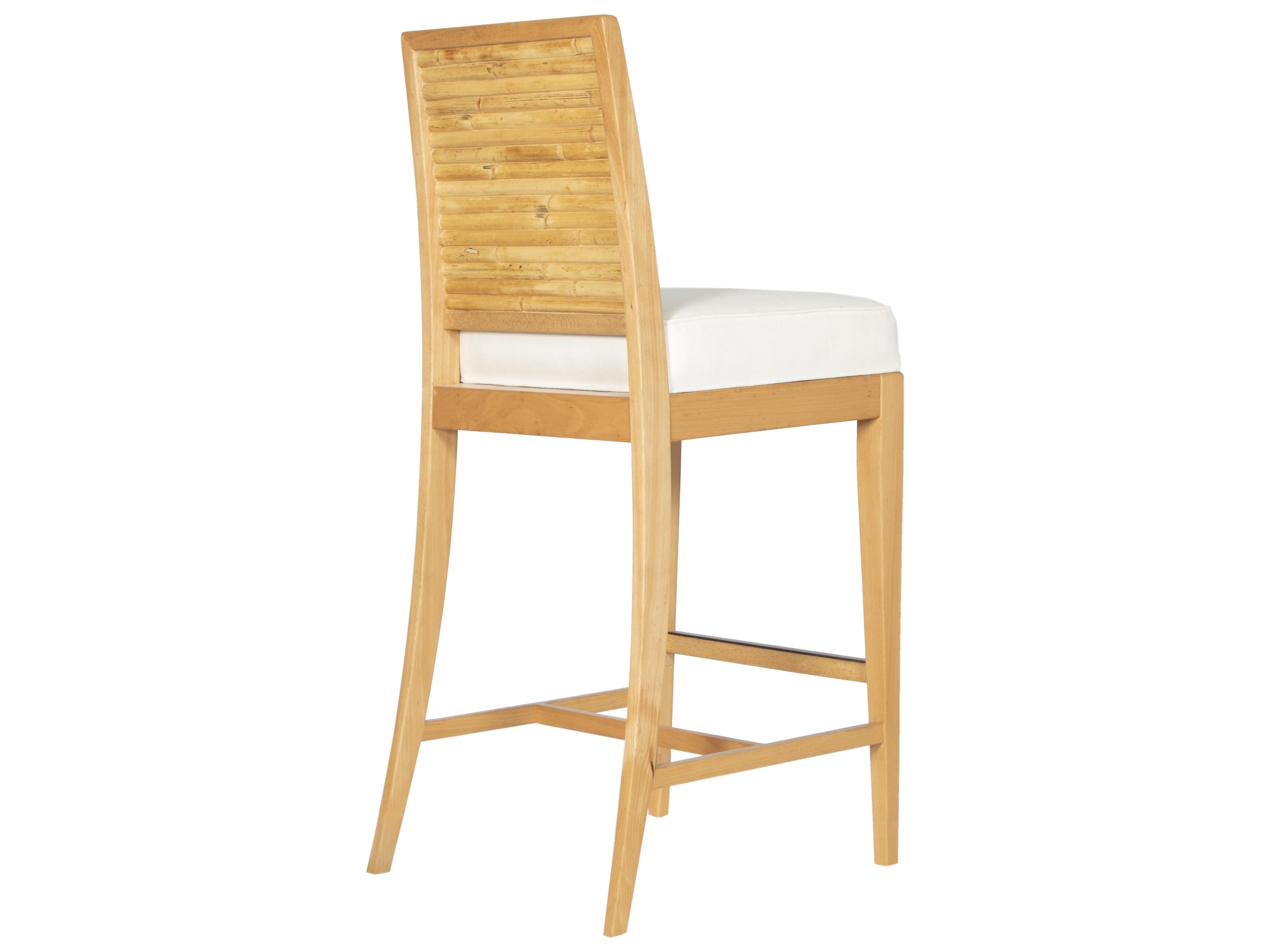 Stacked Bamboo All Options Upholstered Beech Wood Bar Stool