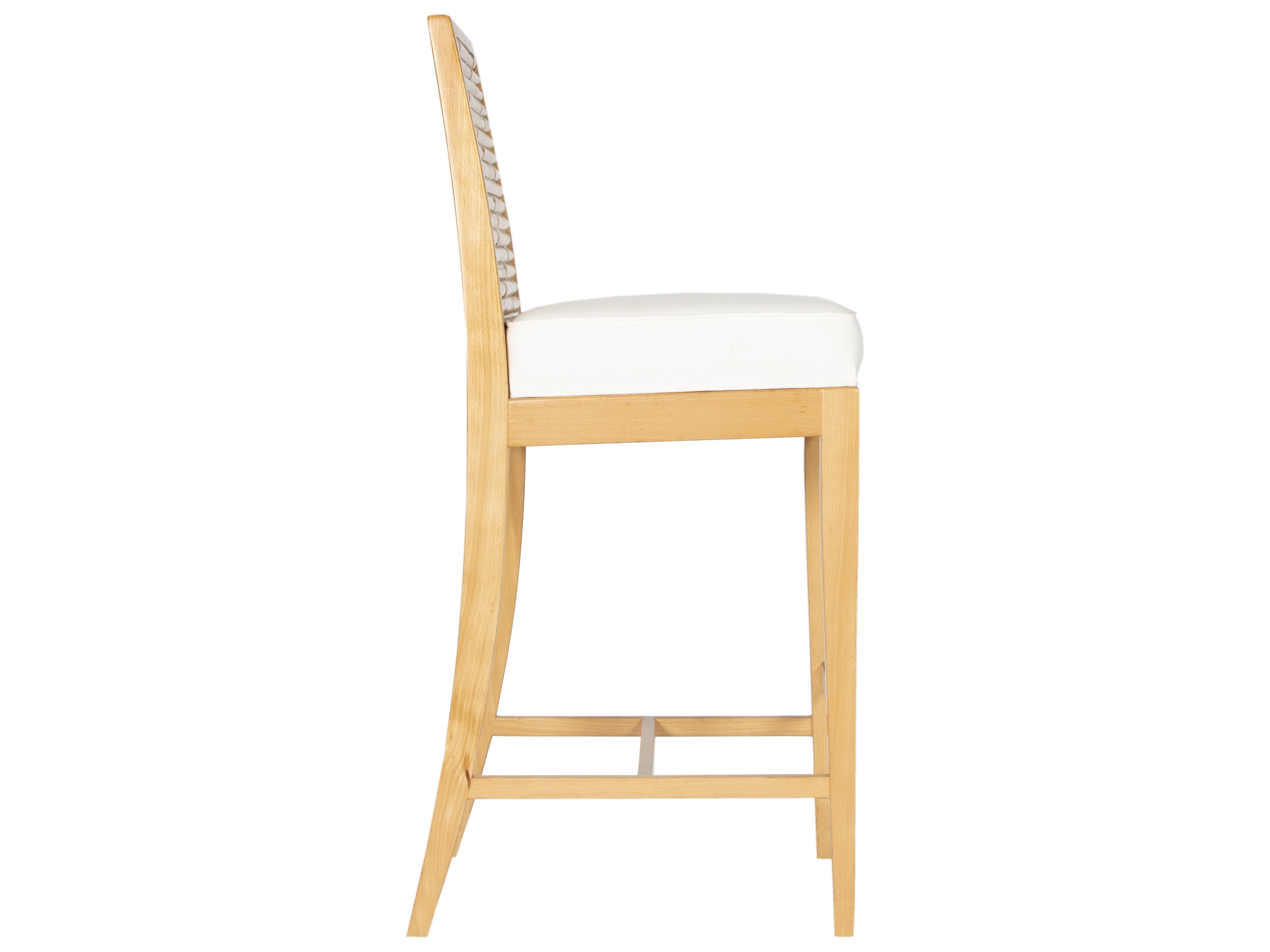 Stacked Bamboo All Options Upholstered Beech Wood Bar Stool