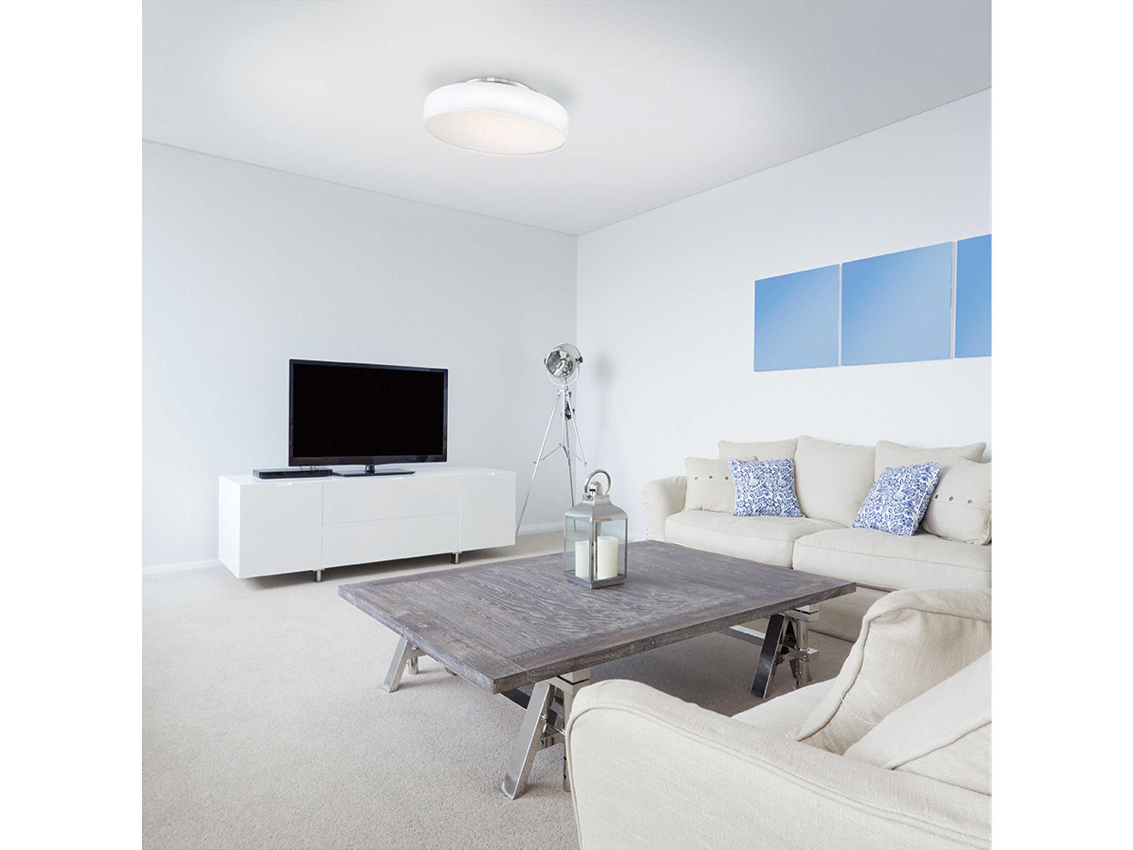 dweLED by WAC Lighting Manhattan 1-Light Brushed Nickel LED Round Flush Mount