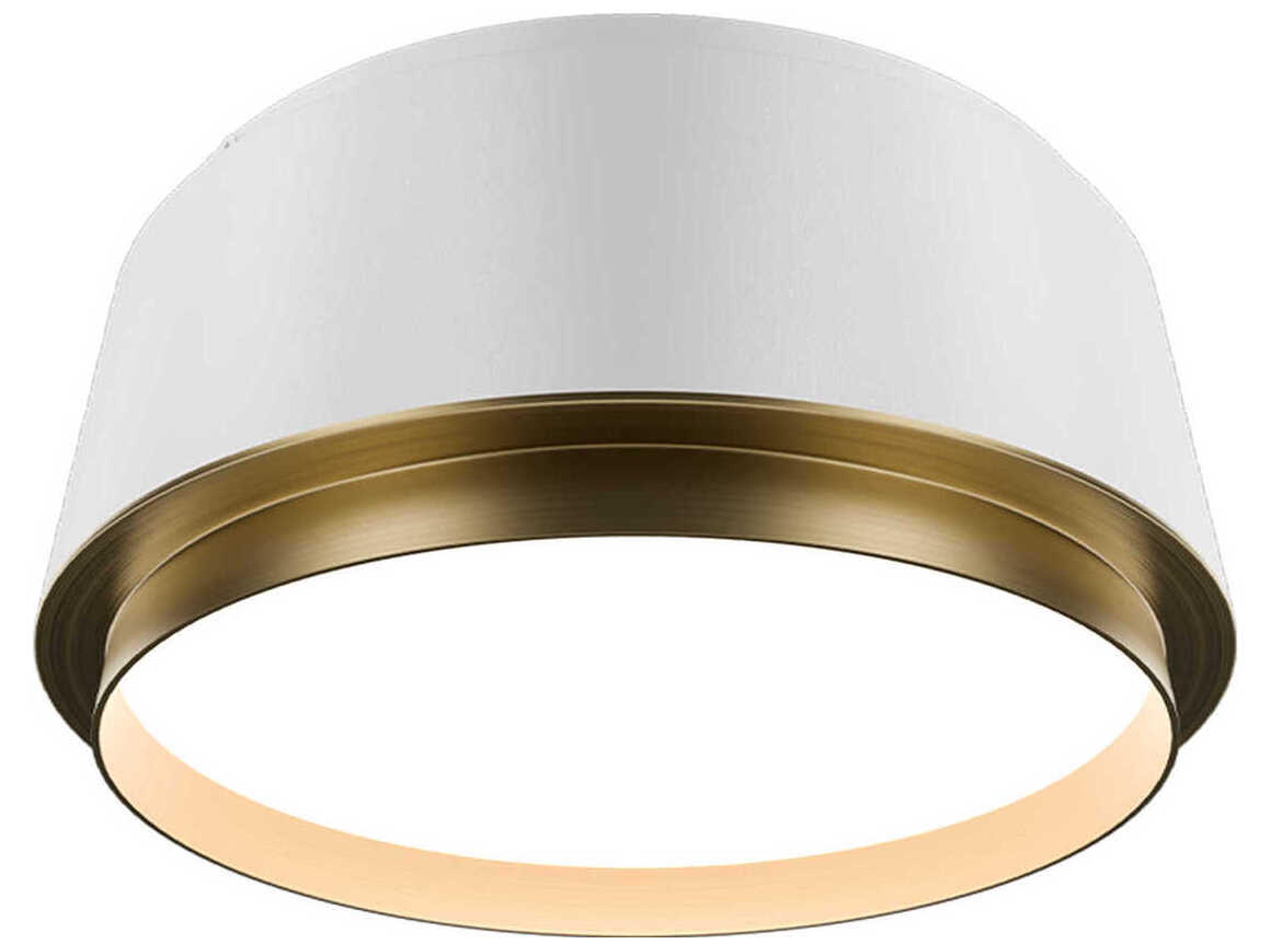 Salvo 1-Light White Aged Brass Round Flush Mount