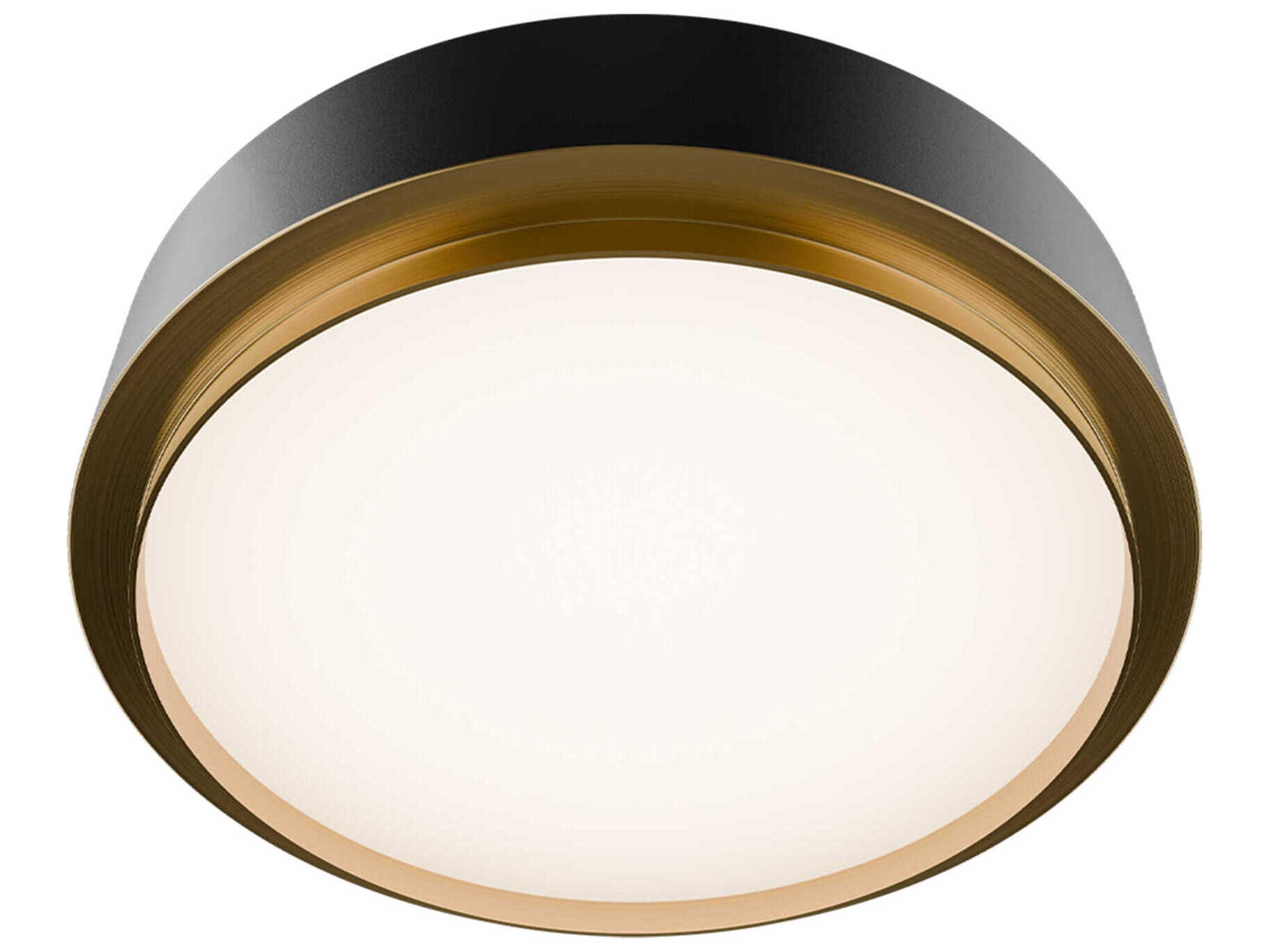 Salvo 1-Light Black Aged Brass Round Flush Mount