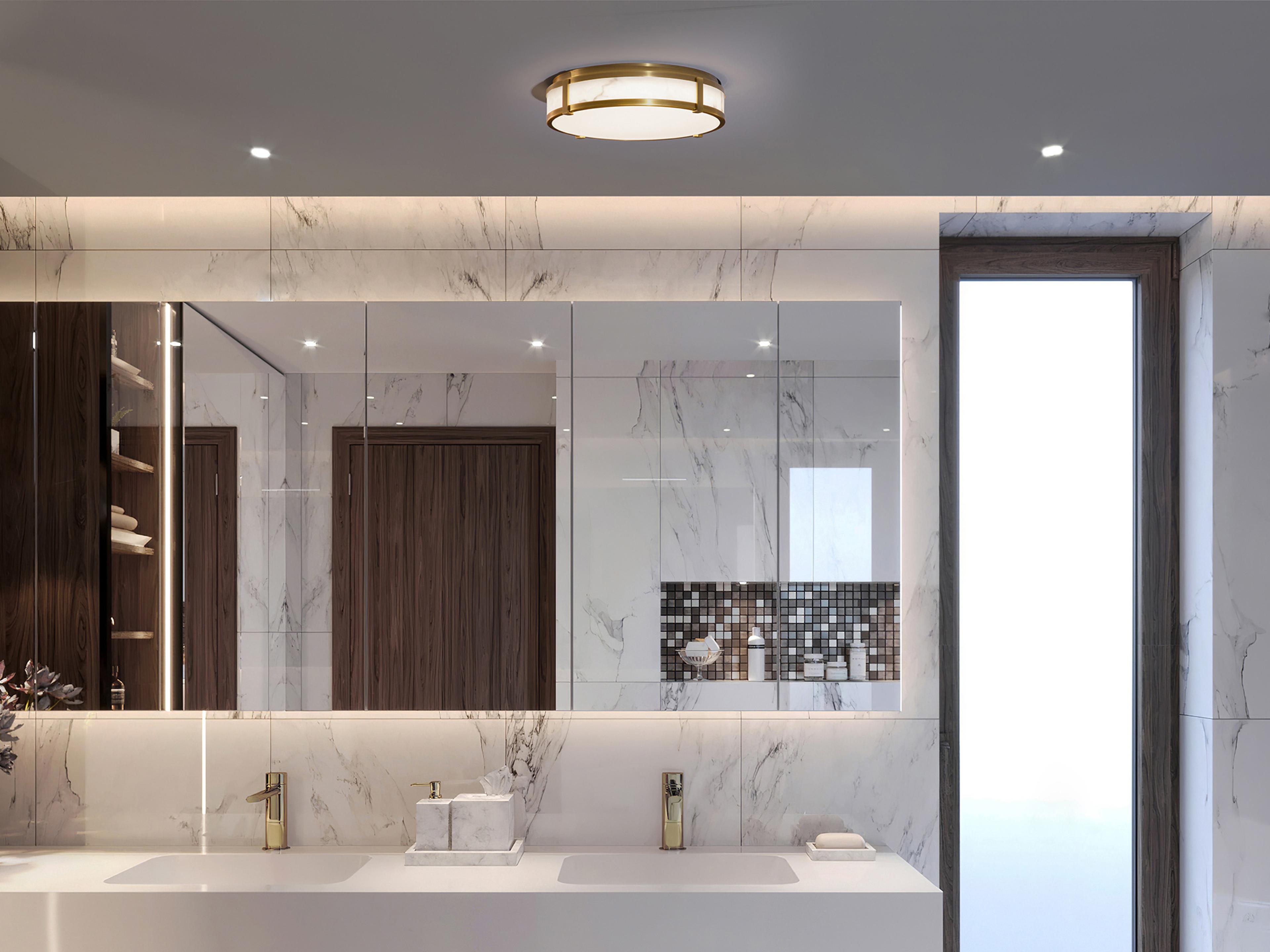 dweLED by WAC Lighting Constantine 1-Light Aged Brass LED Round Flush Mount