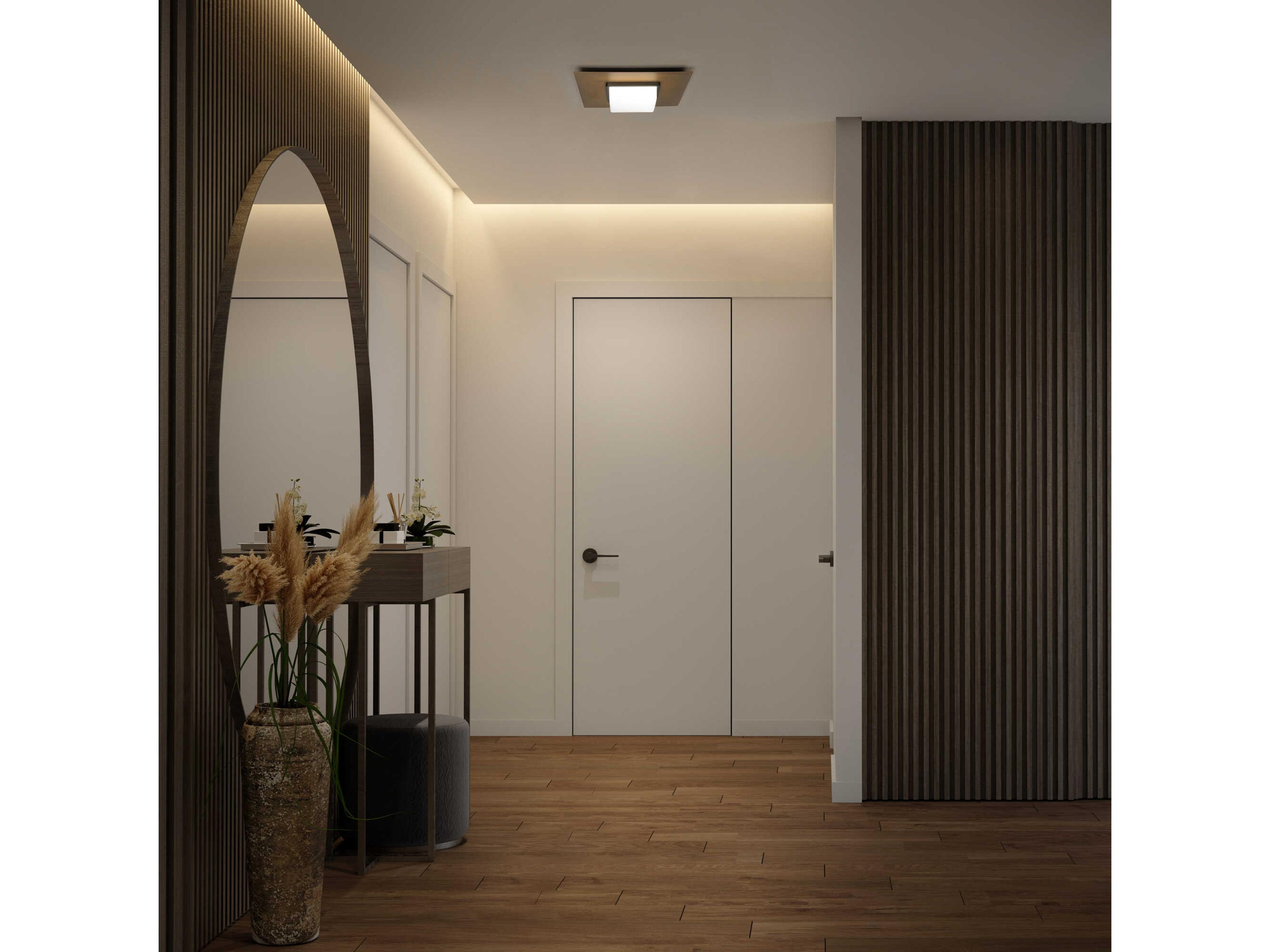 dweLED by WAC Lighting Double Decker 1-Light Black Aged Brass Flush Mount