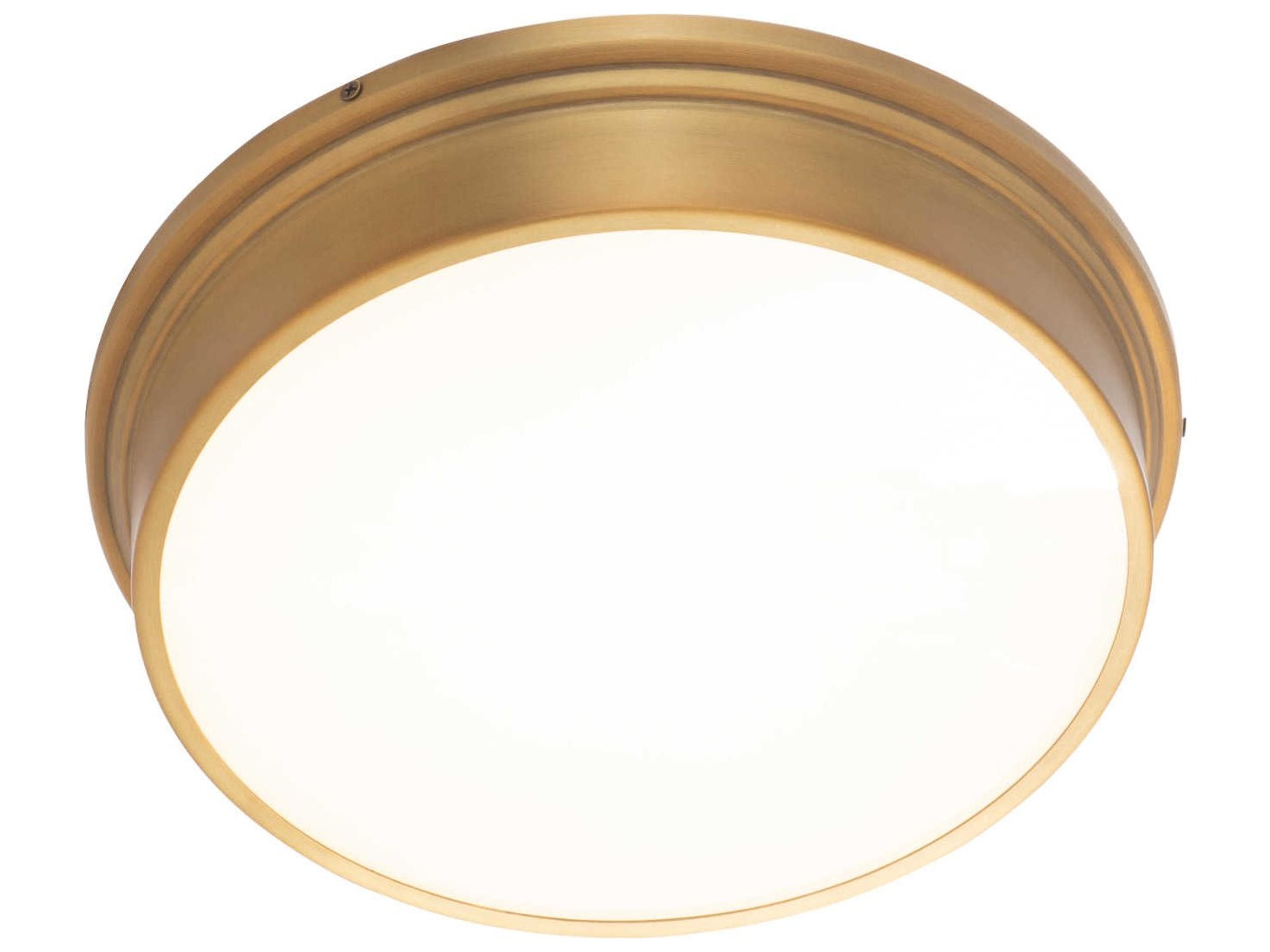 dweLED by WAC Lighting York 1-Light Aged Brass Glass LED Round Flush Mount