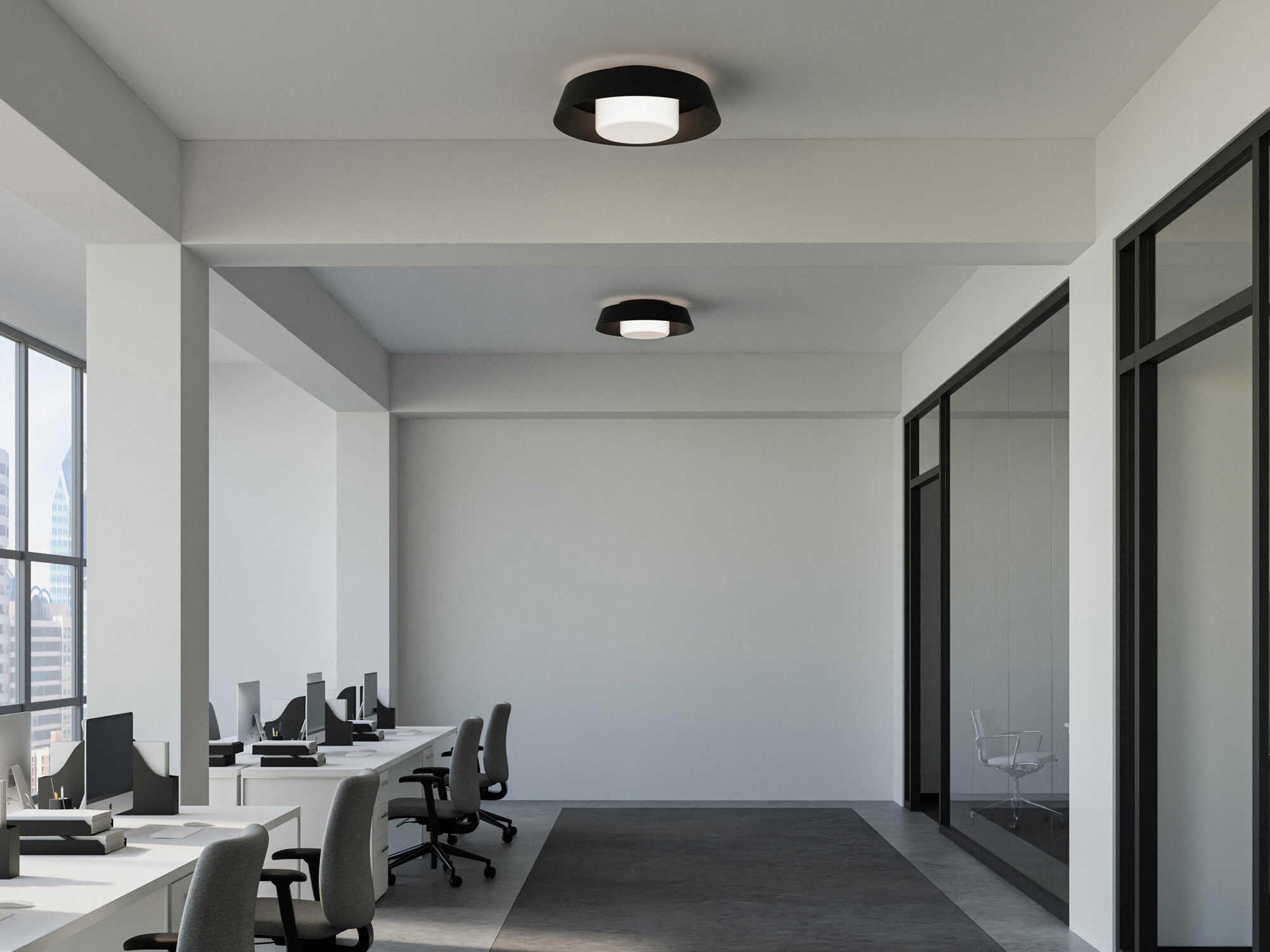 dweLED by WAC Lighting Chapeau 1-Light Black Drum Flush Mount