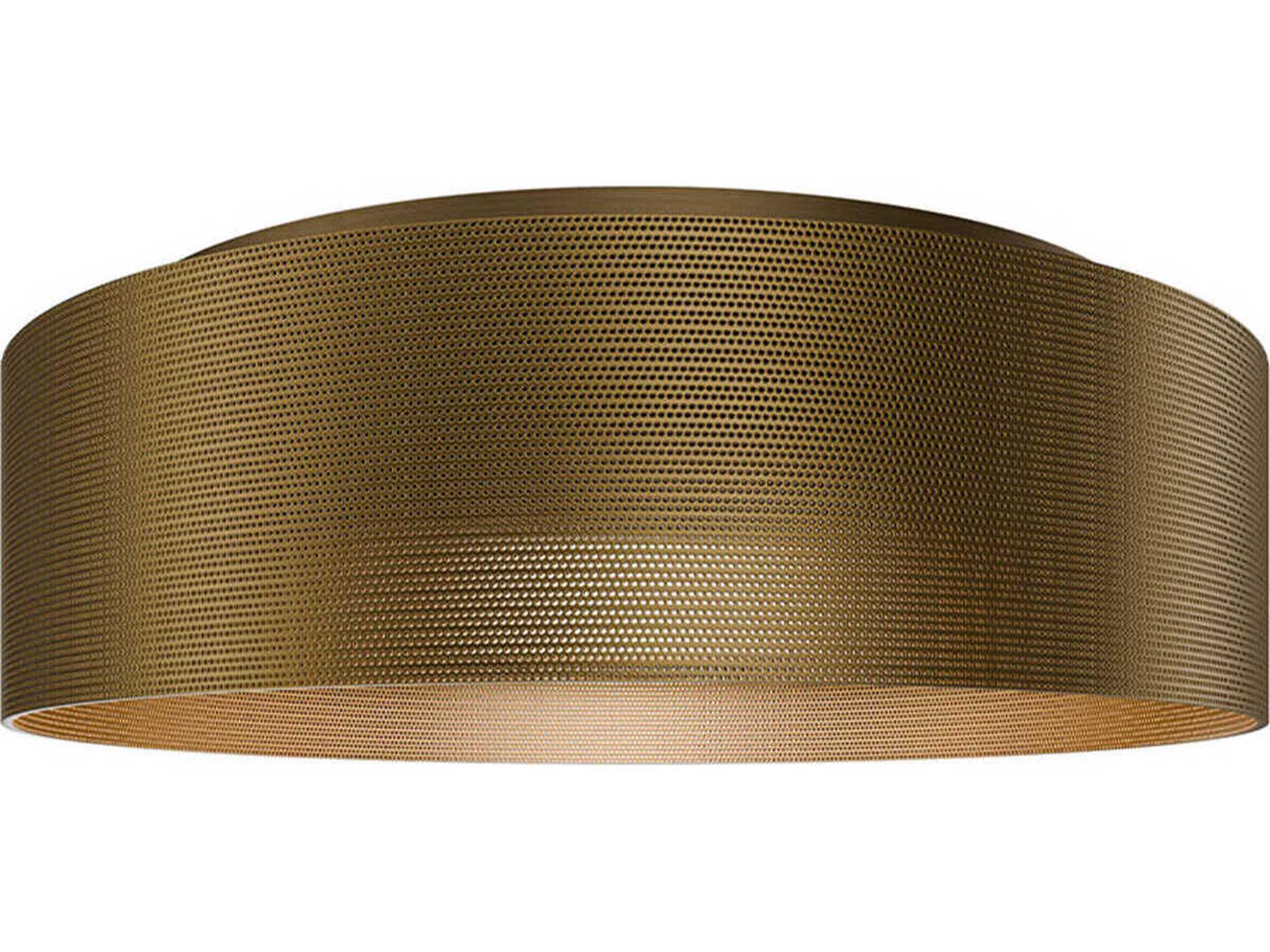 Grille 1-Light Aged Brass Round Flush Mount