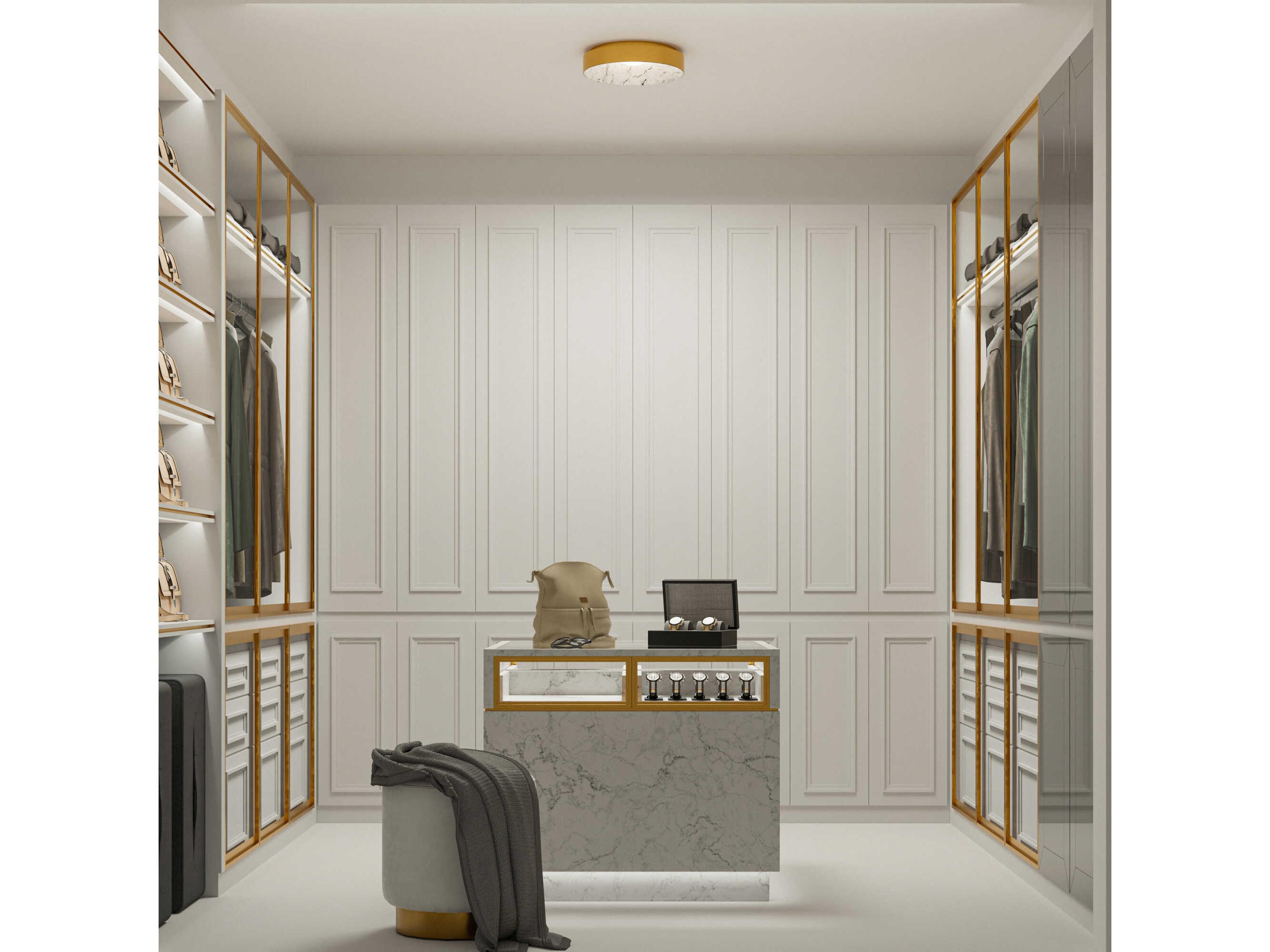 dweLED by WAC Lighting Crackle 1-Light Aged Brass Round Flush Mount