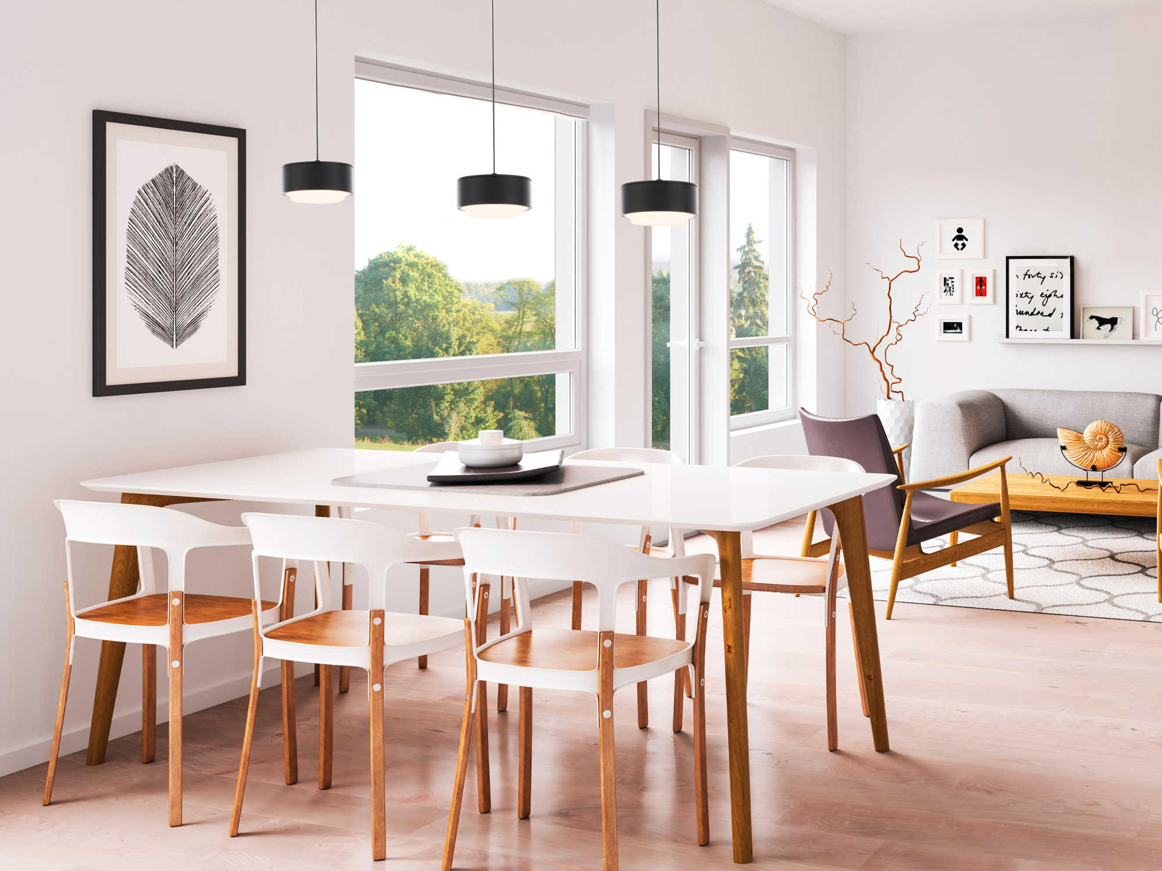 dweLED by WAC Lighting Ohm 1-Light Black LED Drum Round Mini Pendant