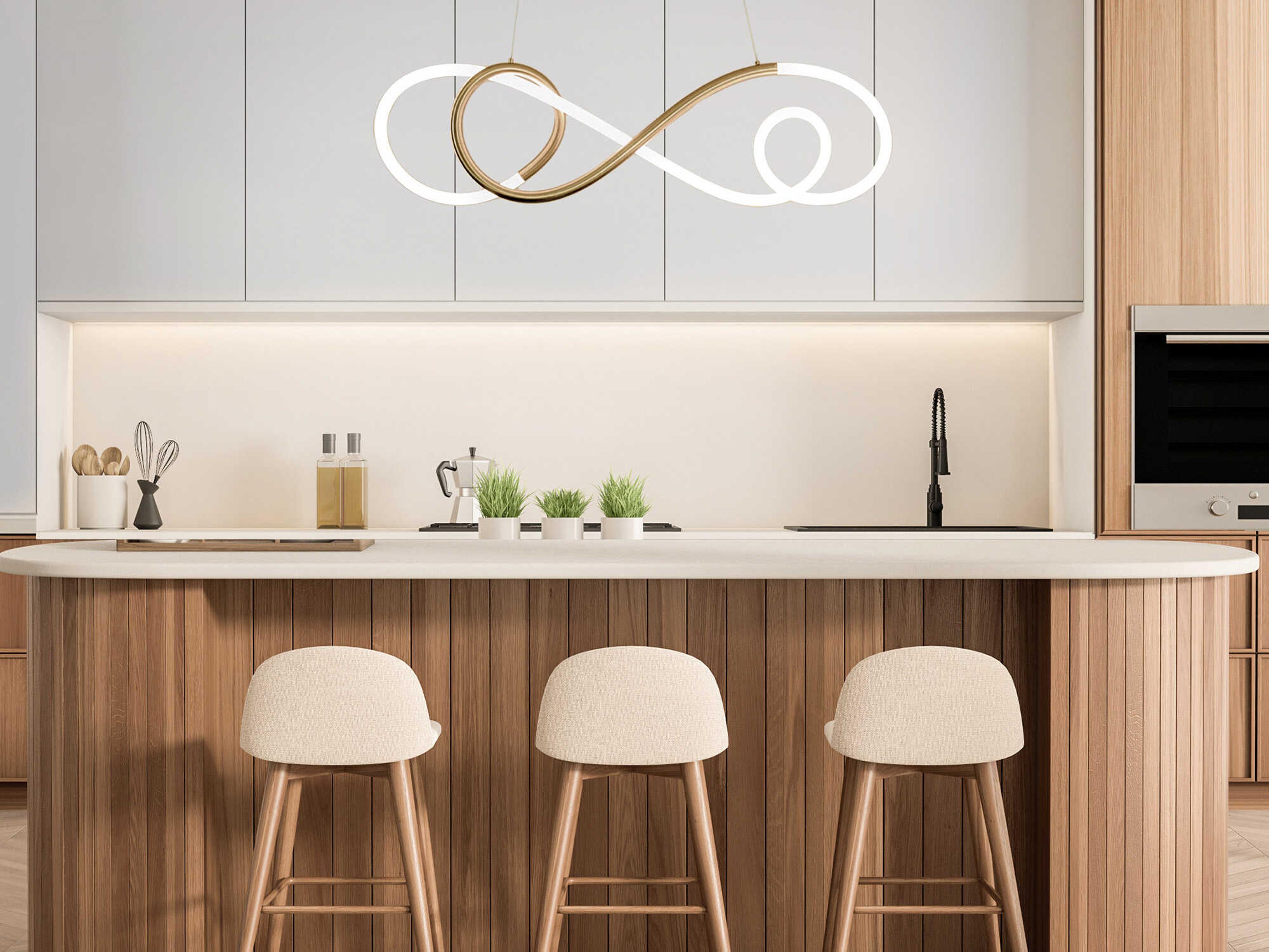 dweLED by WAC Lighting Solo 1-Light Aged Brass LED Linear Island Pendant