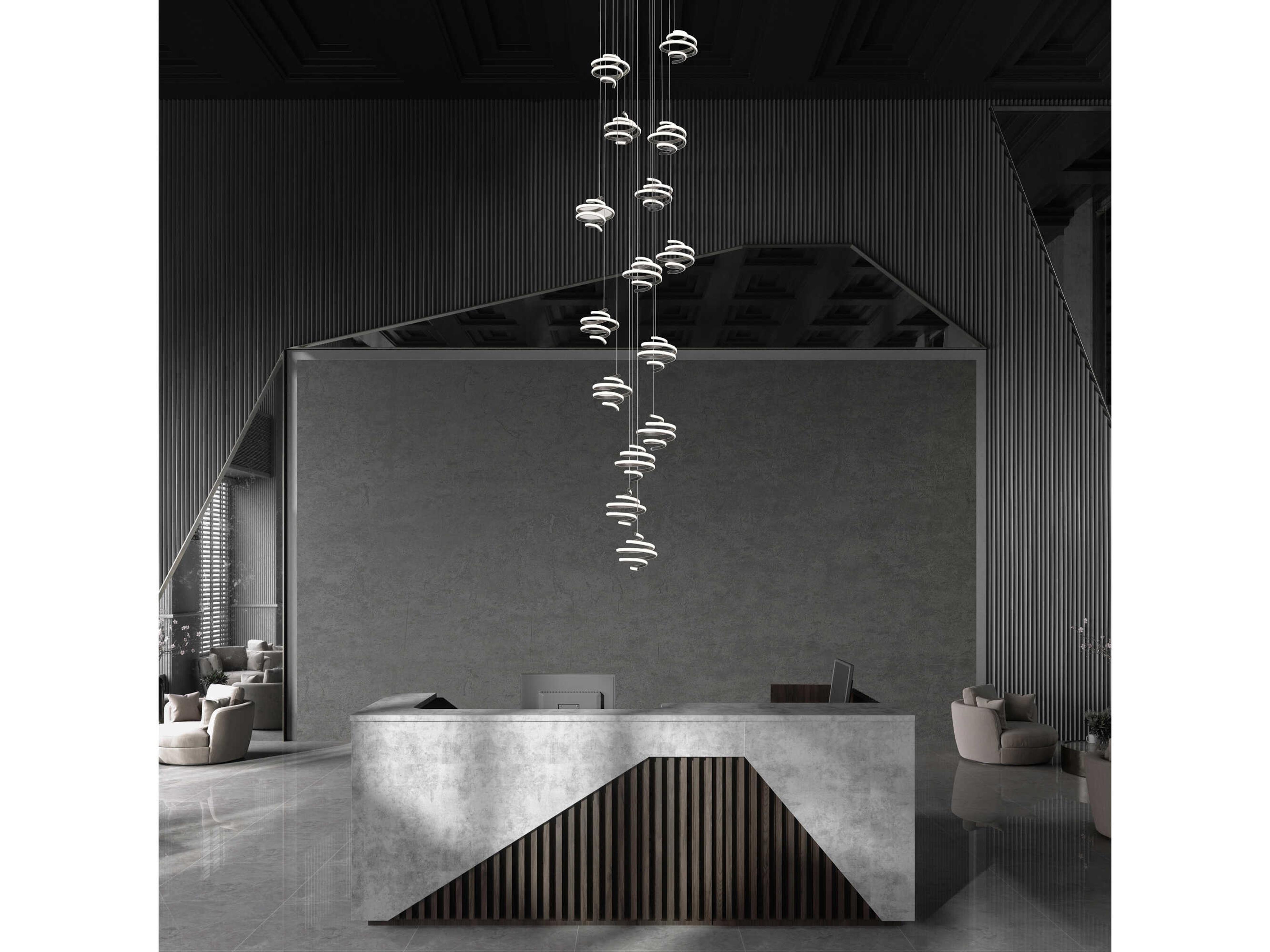 dweLED by WAC Lighting Whirl 15-Light Black Pendant