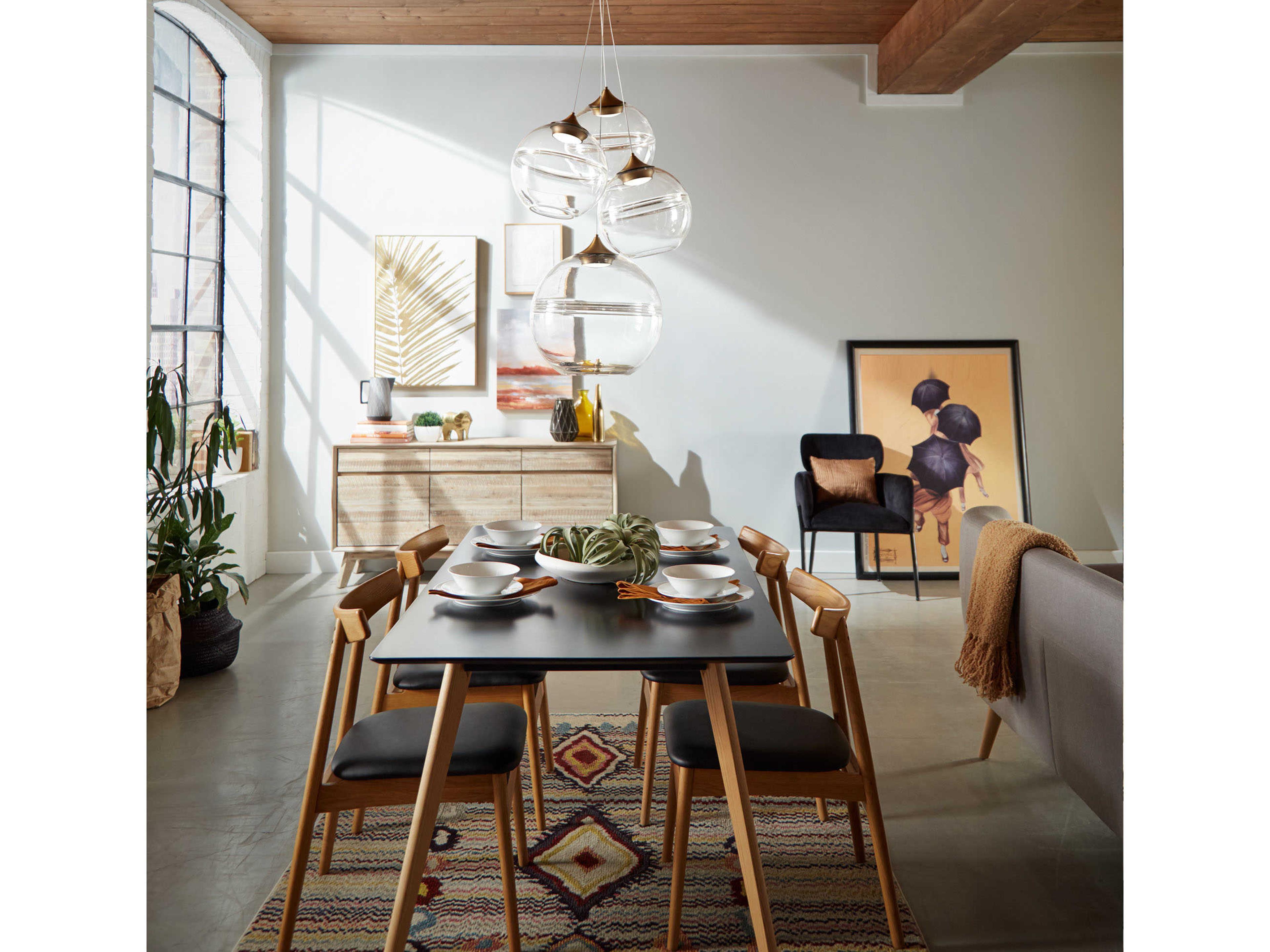 dweLED by WAC Lighting Bistro 4-Light Aged Brass Glass LED Globe Pendant