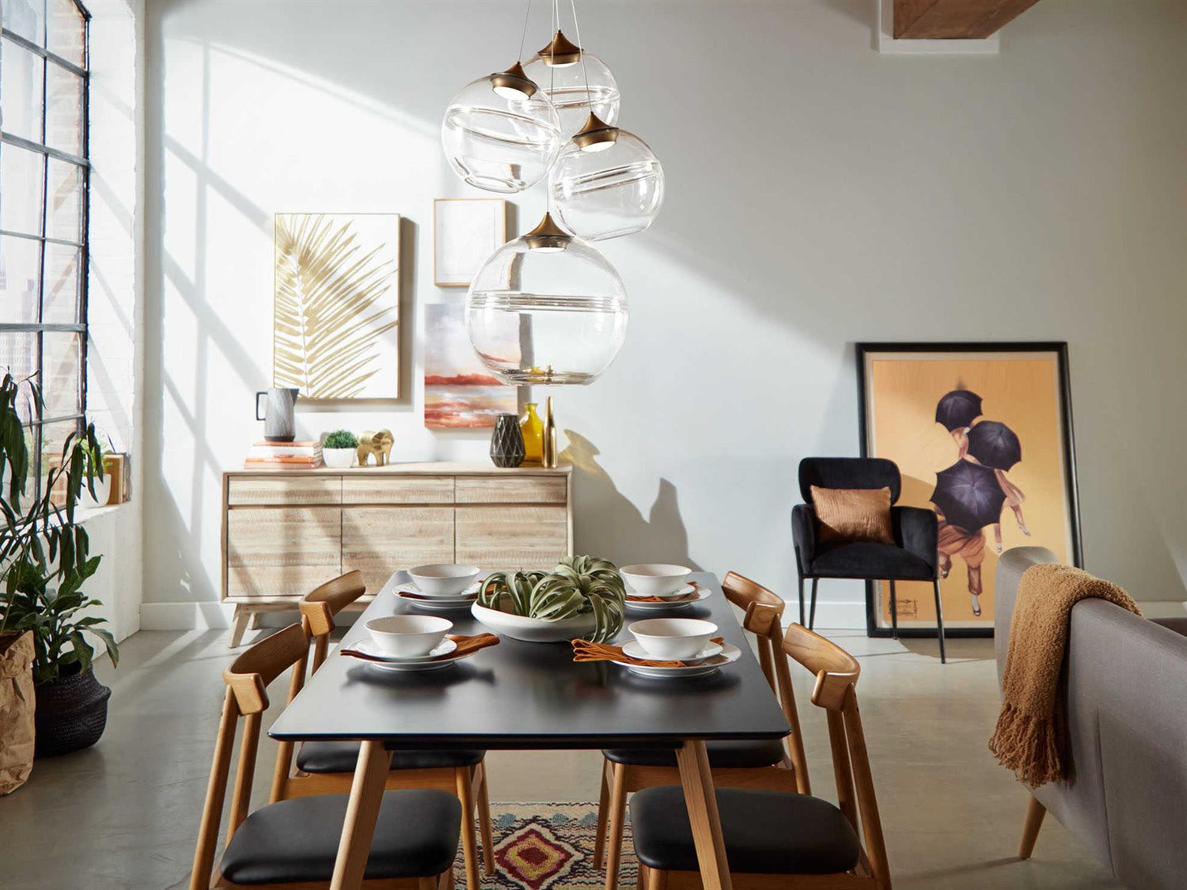 dweLED by WAC Lighting Bistro 4-Light Aged Brass Glass LED Globe Pendant