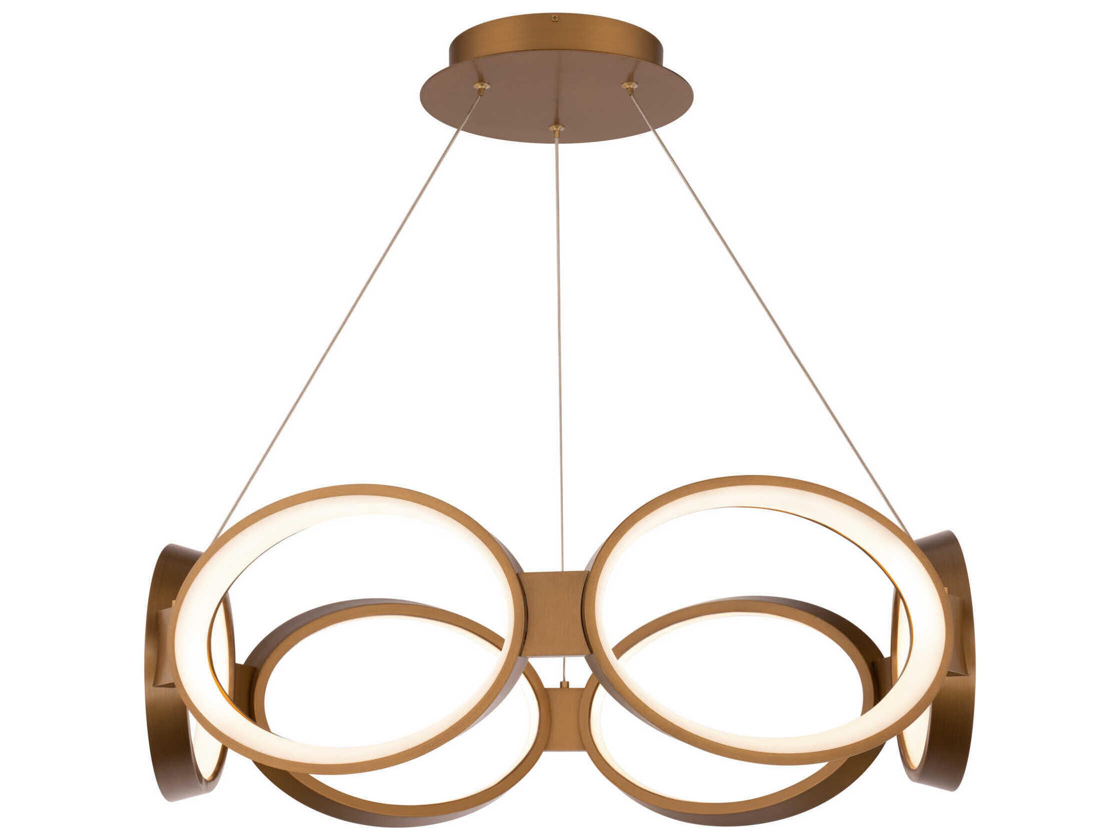 Solitaire 6-Light Aged Brass LED Geometric Pendant