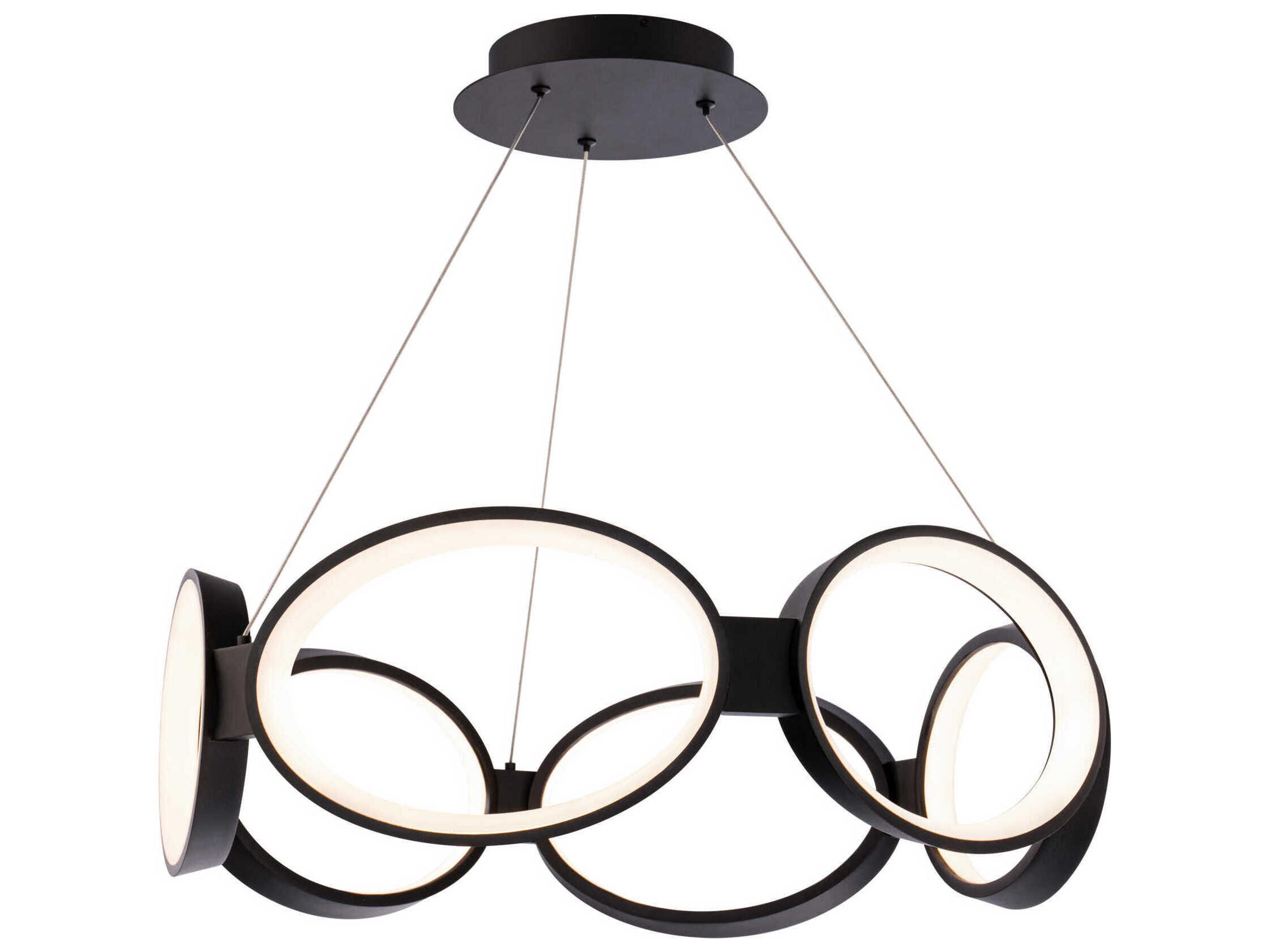 Solitaire 6-Light Black LED Geometric Pendant