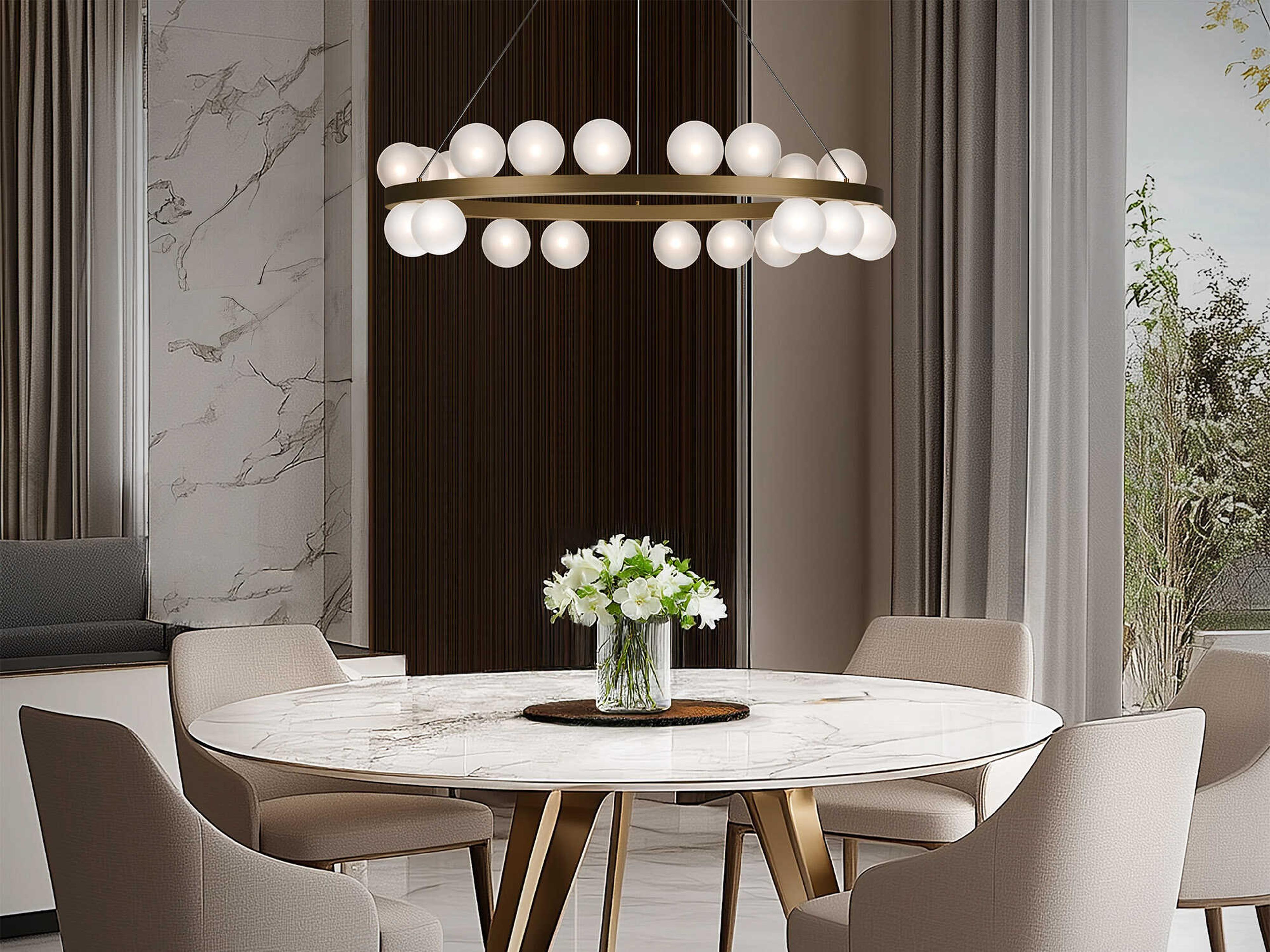 dweLED by WAC Lighting Carousel 21-Light Aged Brass Globe Round Chandelier