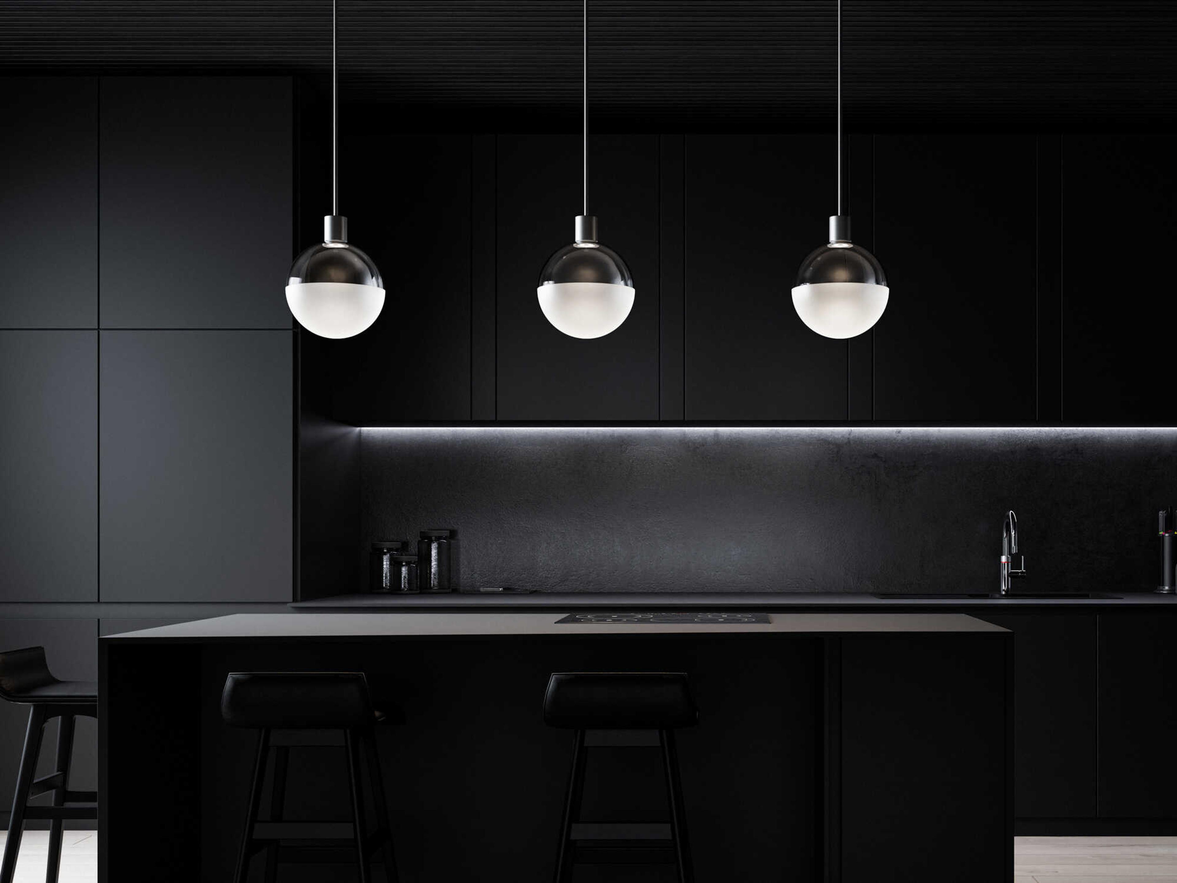 dweLED by WAC Lighting Gaze 1-Light Black Globe Mini Pendant