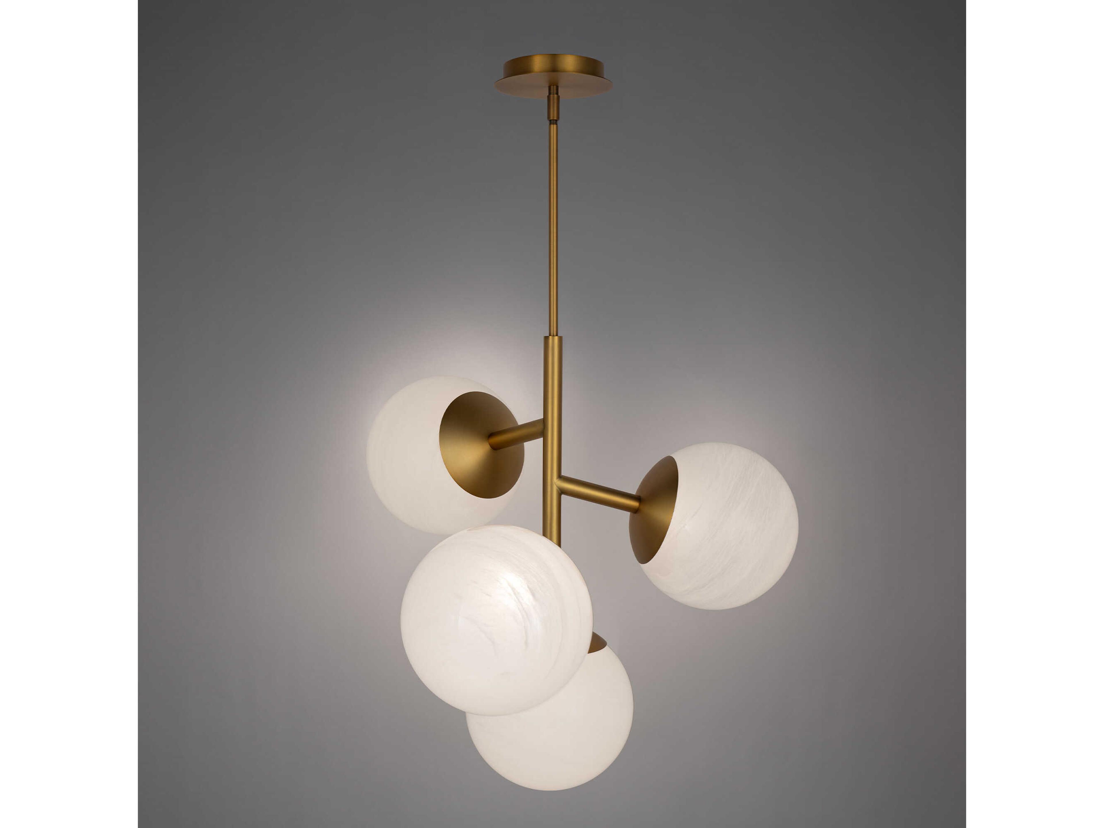 dweLED by WAC Lighting Quatrro 4-Light Aged Brass Globe Pendant