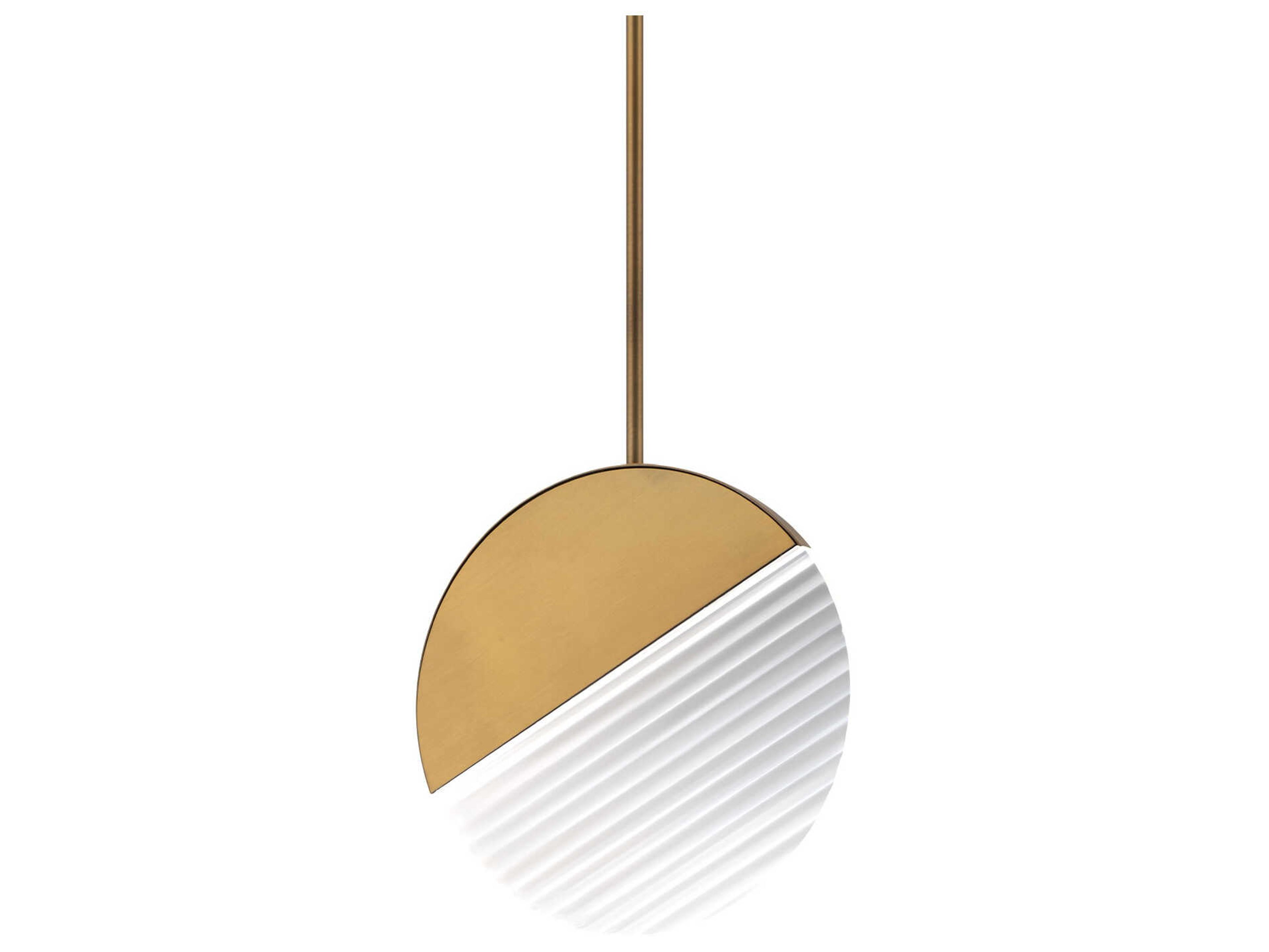 dweLED by WAC Lighting Crescent 1-Light Aged Brass Round Mini Pendant