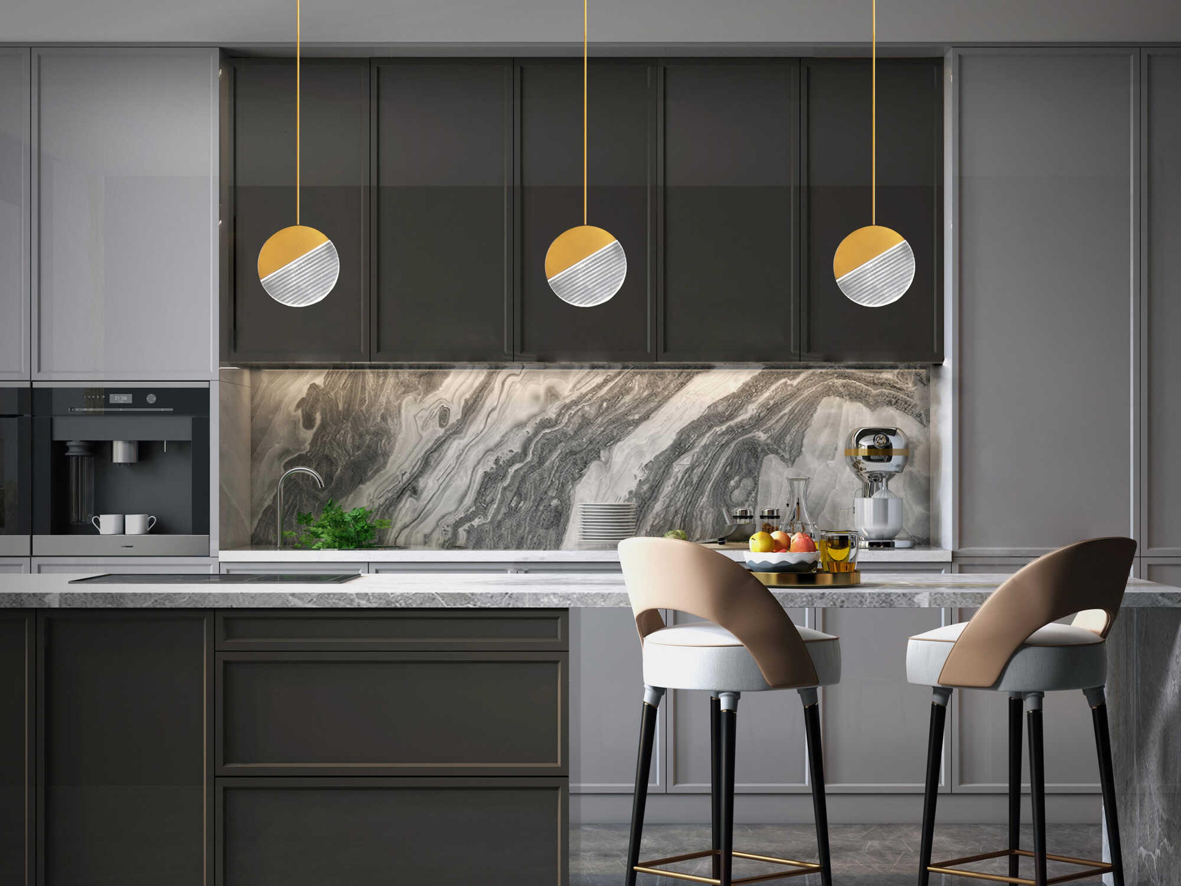 dweLED by WAC Lighting Crescent 1-Light Aged Brass Round Mini Pendant