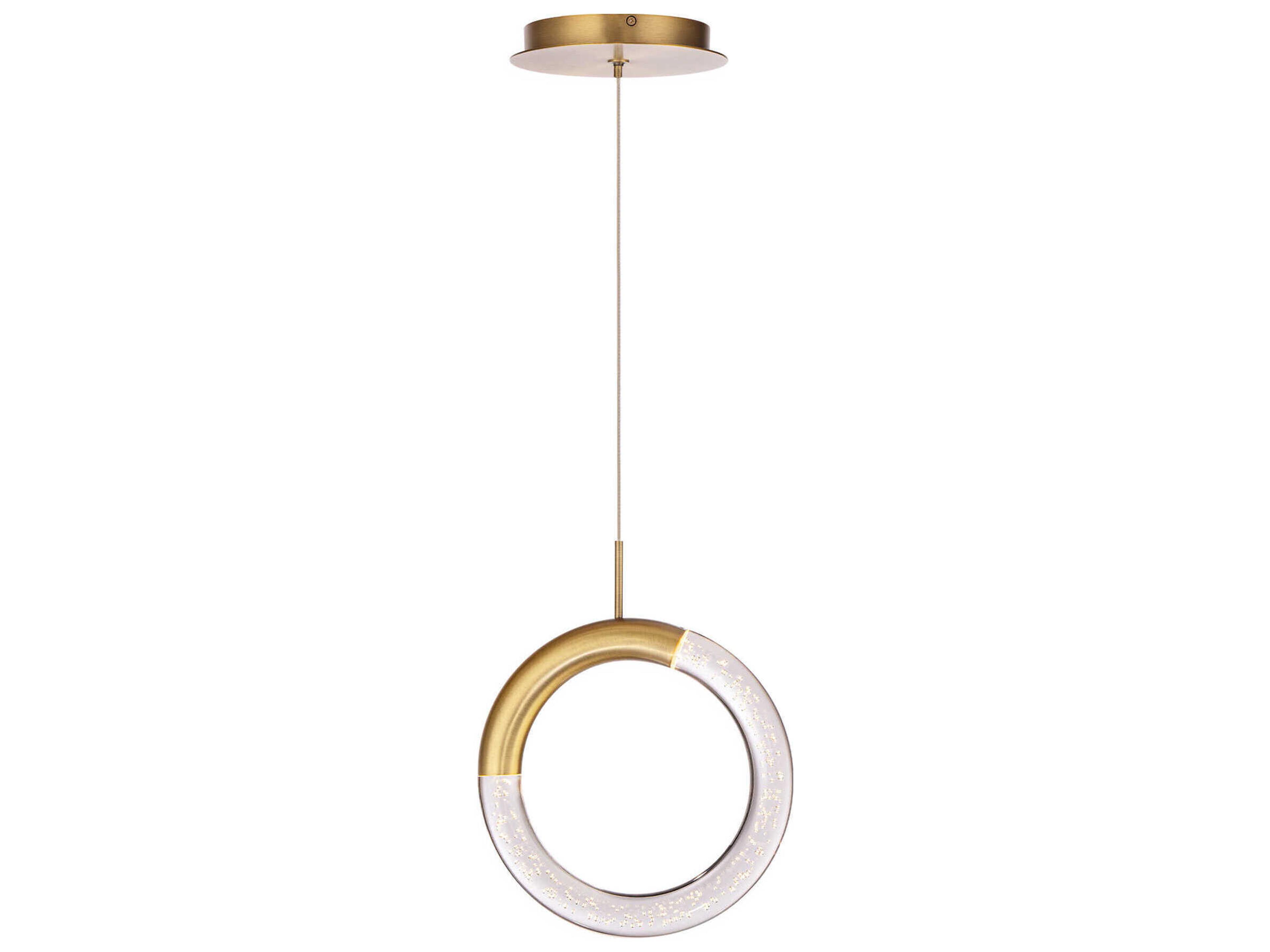 dweLED by WAC Lighting Ringlet 1-Light Aged Brass LED Round Mini Pendant