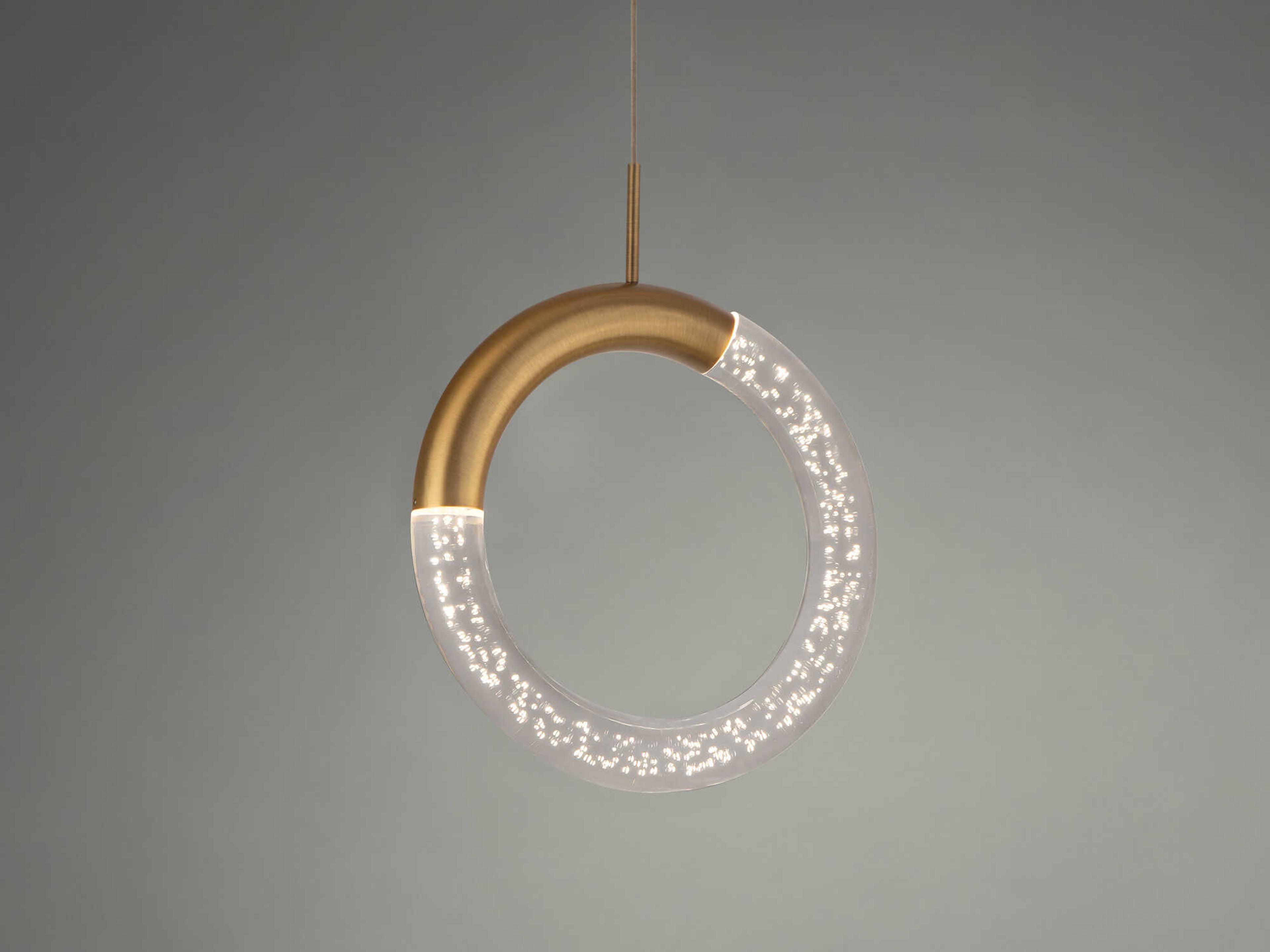 dweLED by WAC Lighting Ringlet 1-Light Aged Brass LED Round Mini Pendant