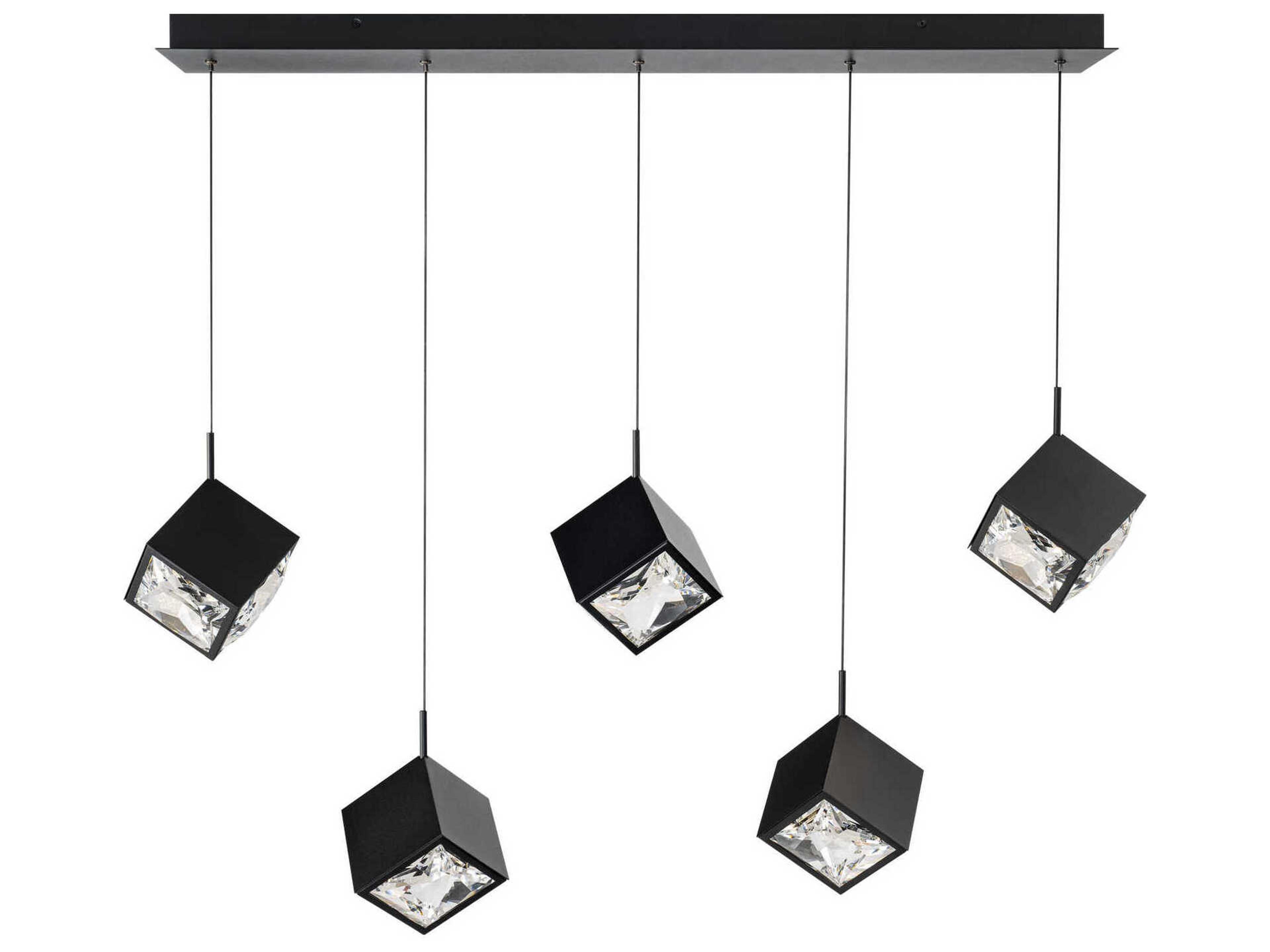 dweLED by WAC Lighting Ice Cube 5-Light Black Geometric Island Pendant