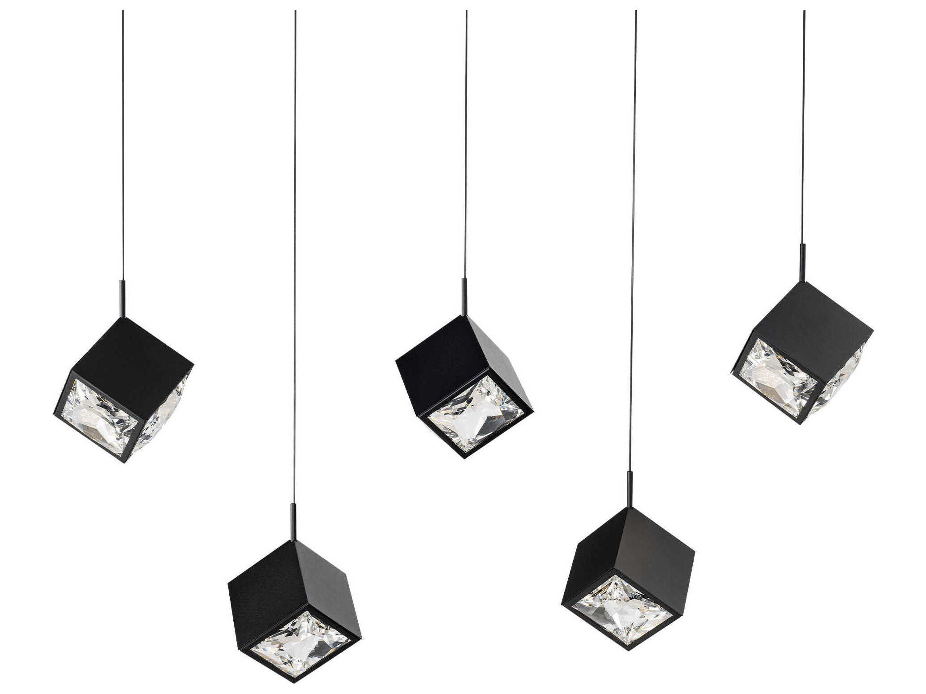 dweLED by WAC Lighting Ice Cube 5-Light Black Geometric Island Pendant